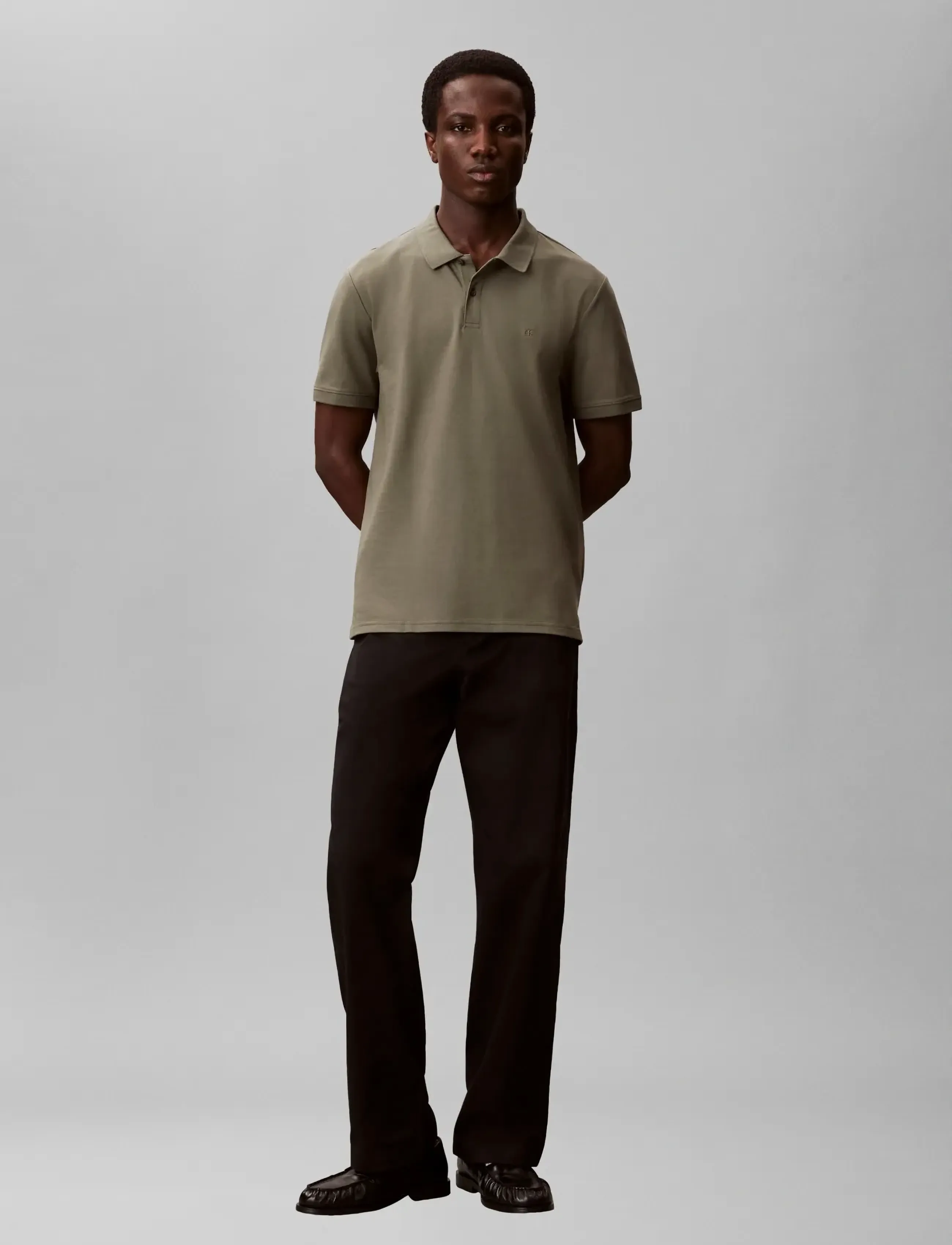 Calvin Klein SS SLIM REFINED PIQUE POLO - Kortärmade pikéer - DUSTY OLIVE / khaki/green