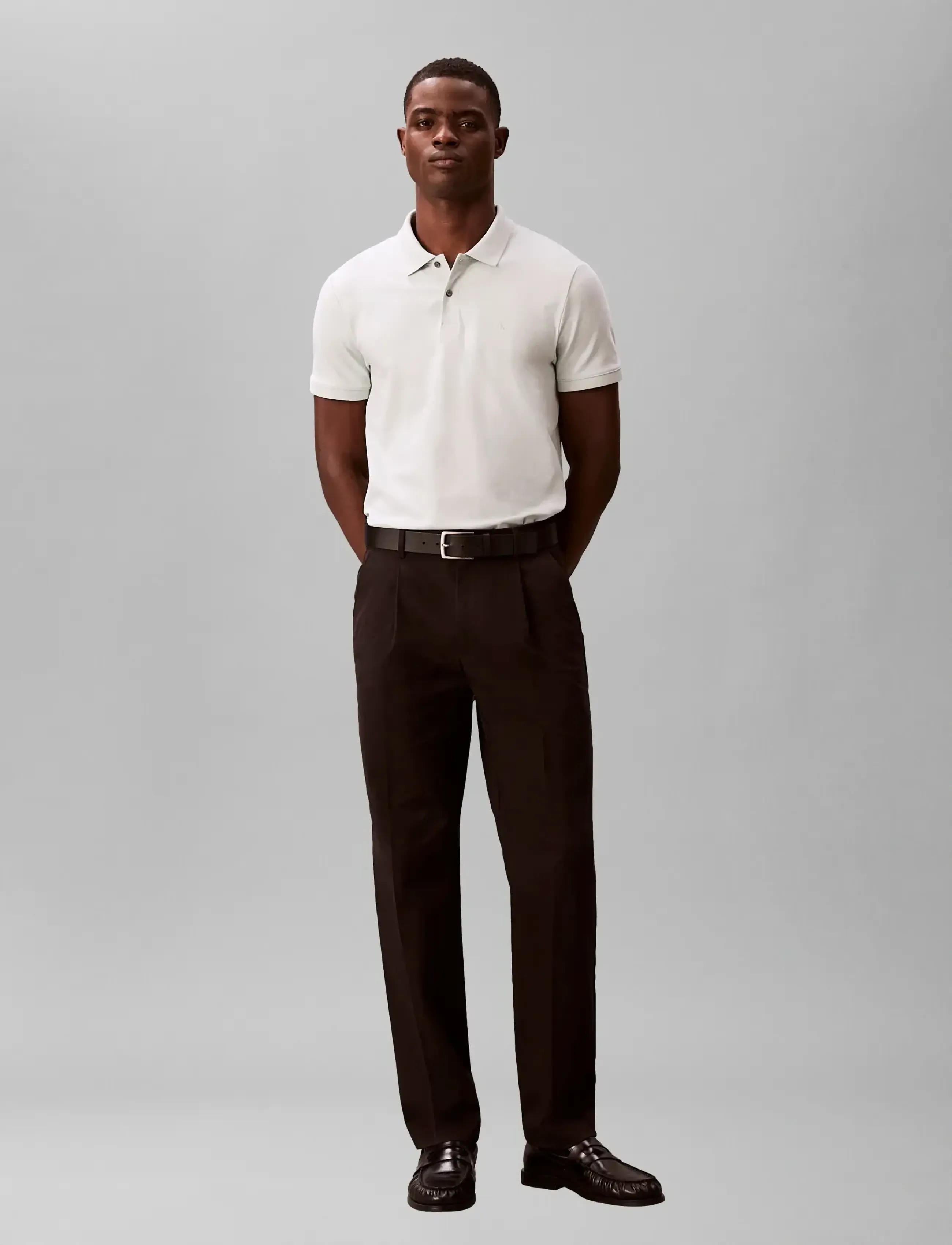 Calvin Klein SS SLIM REFINED PIQUE POLO - Kurzärmelig - PALE MEADOW / green