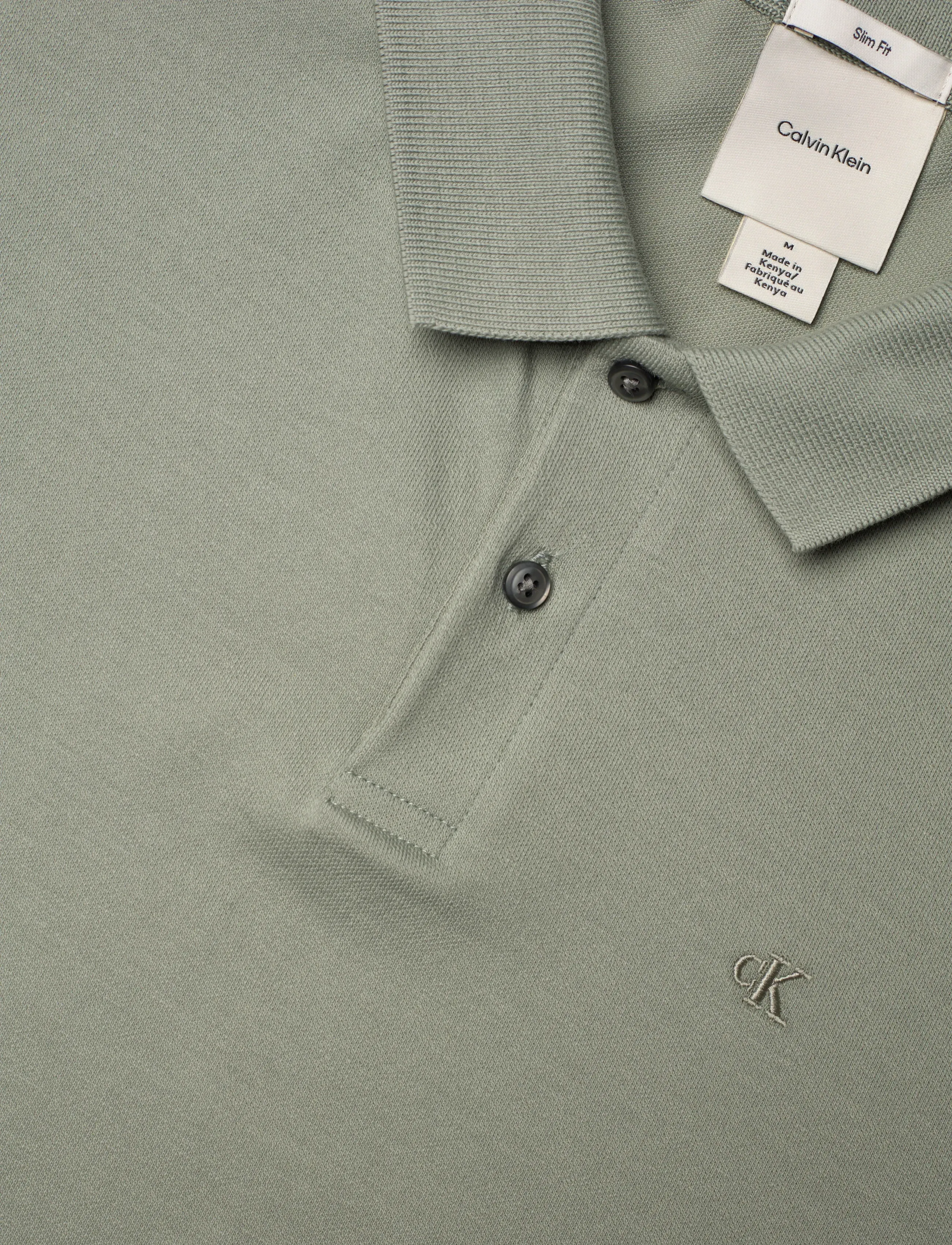 Calvin Klein - SS SLIM REFINED PIQUE POLO - kortärmade pikéer - shadow - 2