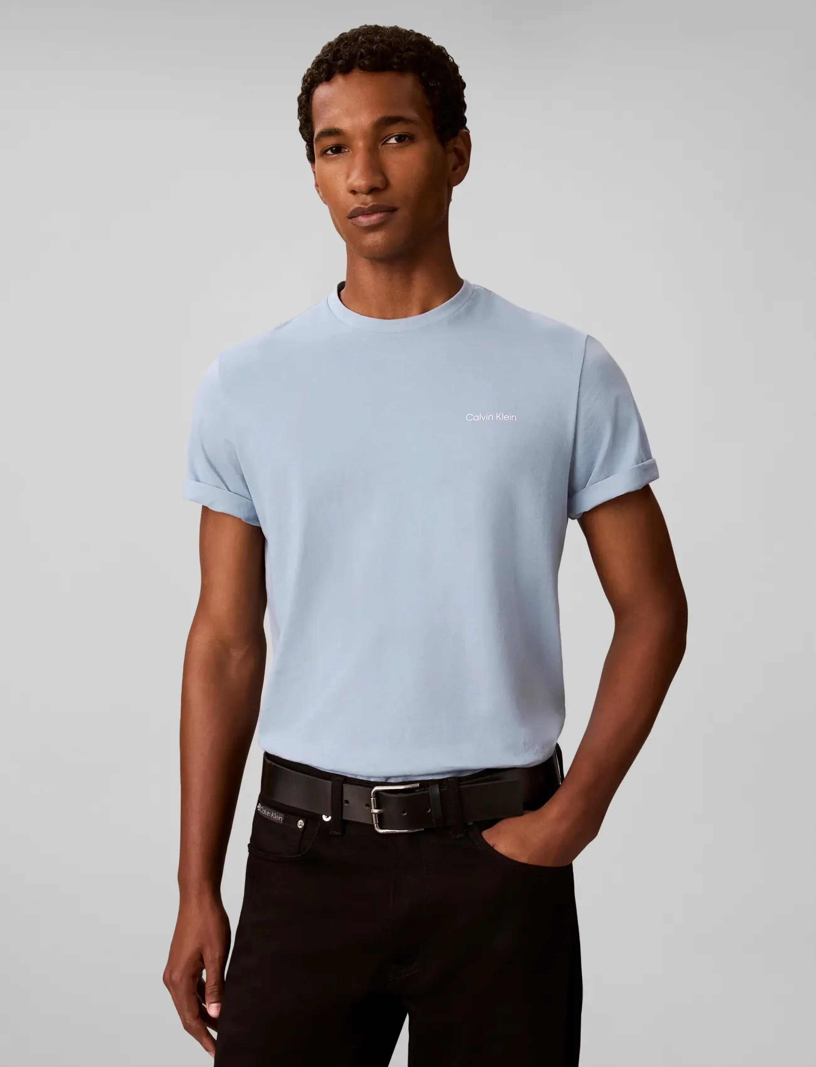Calvin Klein - SS MICRO LOGO CREWNECK TEE - kurzärmelige t-shirts - ashley blue - 3