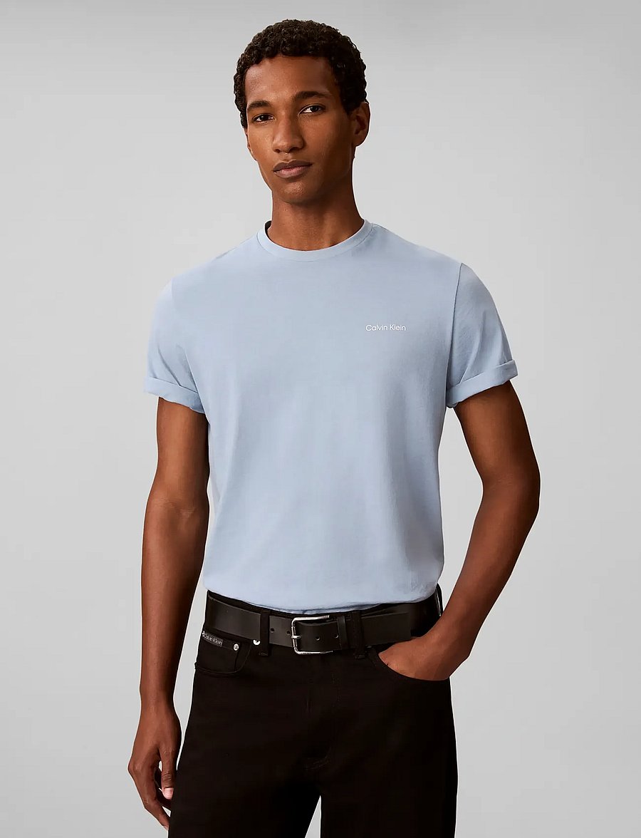 Calvin Klein - SS MICRO LOGO CREWNECK TEE - kurzärmelige t-shirts - ashley blue - 3
