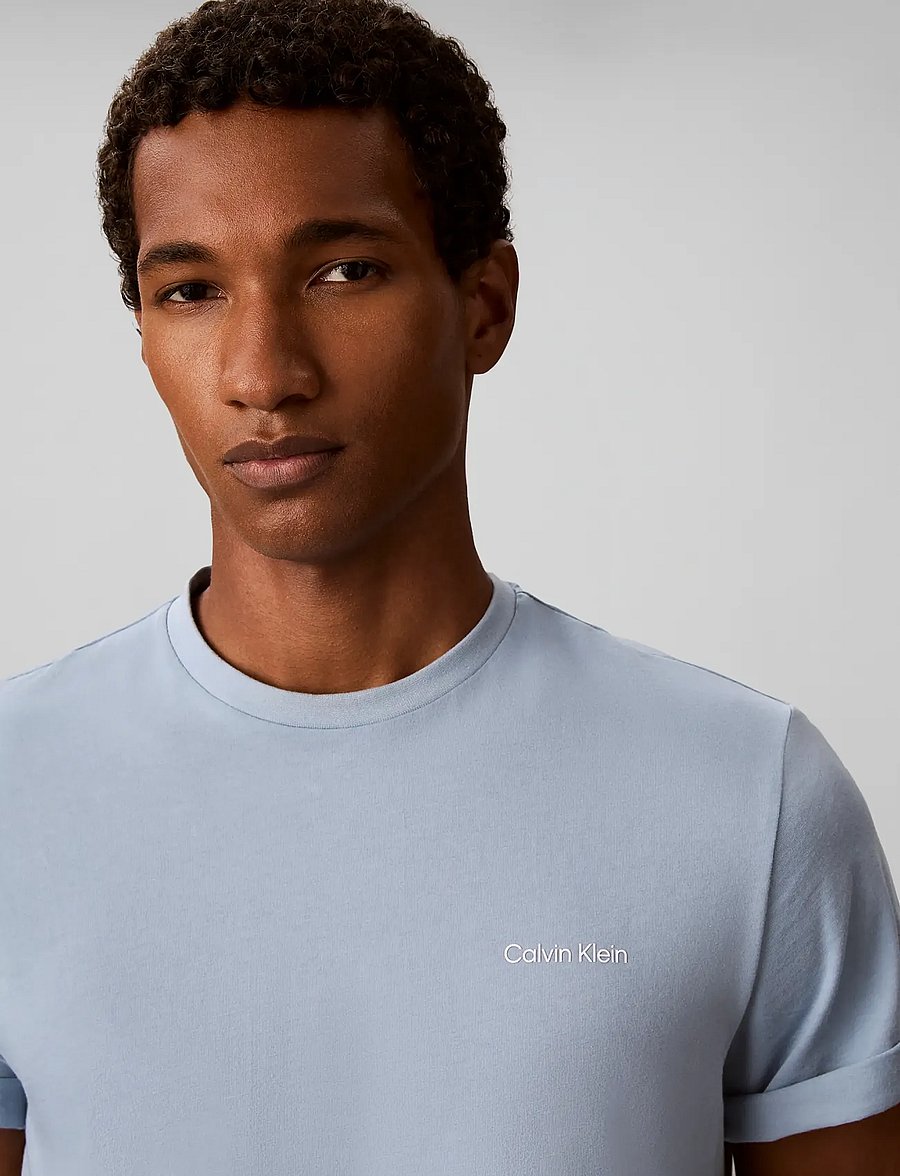 Calvin Klein - SS MICRO LOGO CREWNECK TEE - kurzärmelige t-shirts - ashley blue - 4