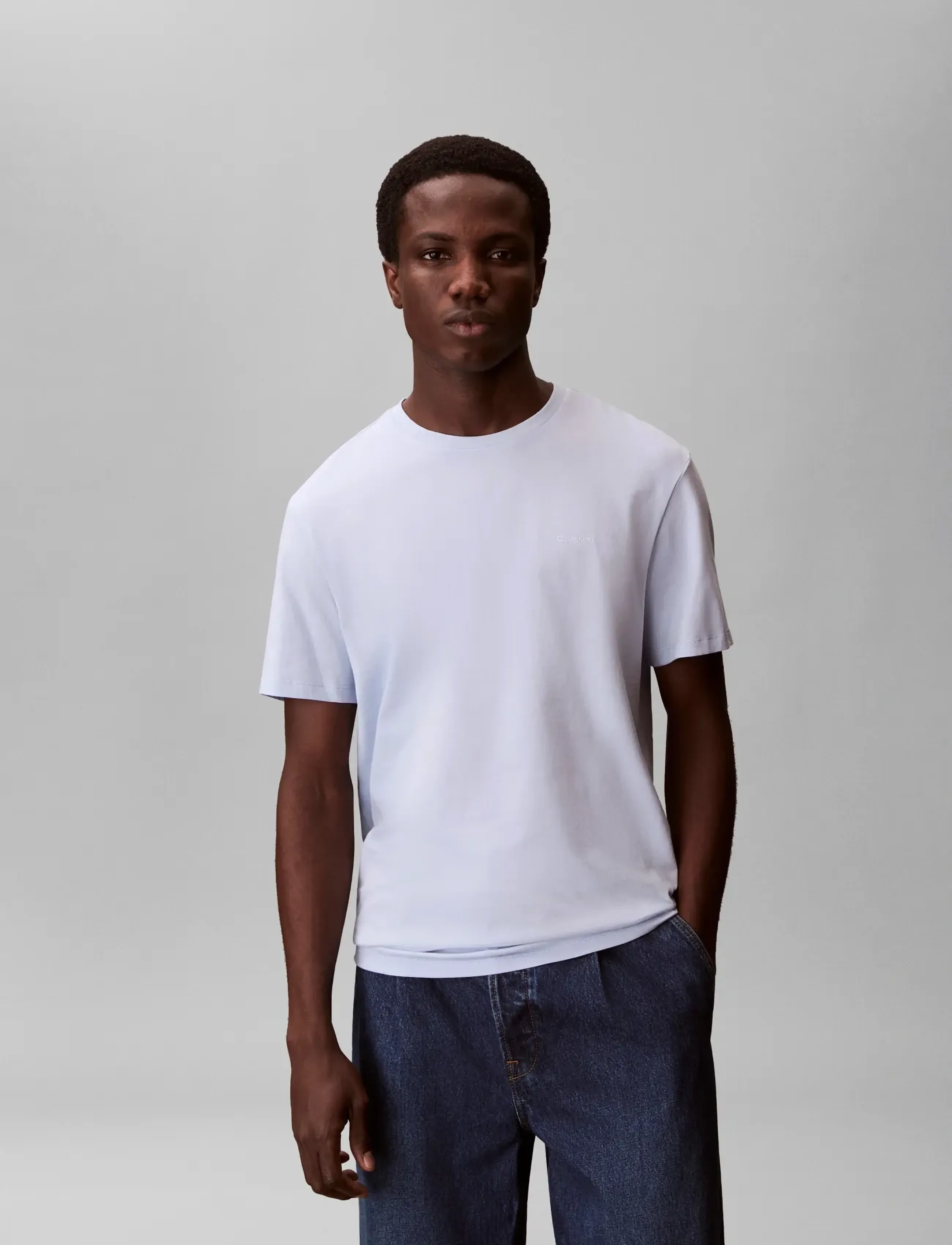 Calvin Klein - SS MICRO LOGO CREWNECK TEE - short-sleeved t-shirts - breezy blue - 4