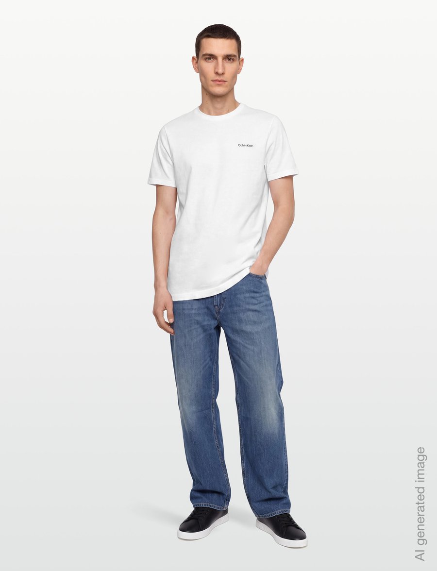 Calvin Klein - SS MICRO LOGO CREWNECK TEE - kortärmade t-shirts - bright white - 0