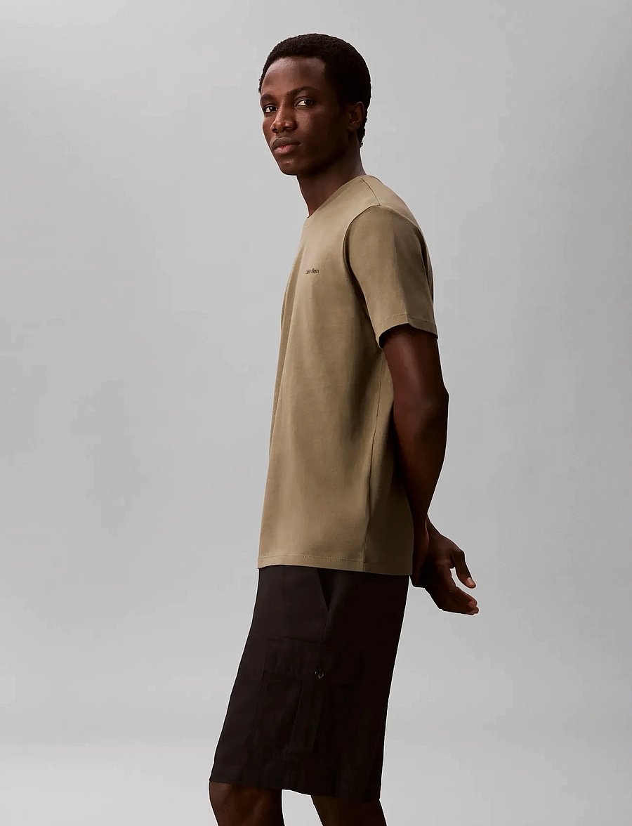 Calvin Klein - SS MICRO LOGO CREWNECK TEE - short-sleeved t-shirts - dusty olive - 5