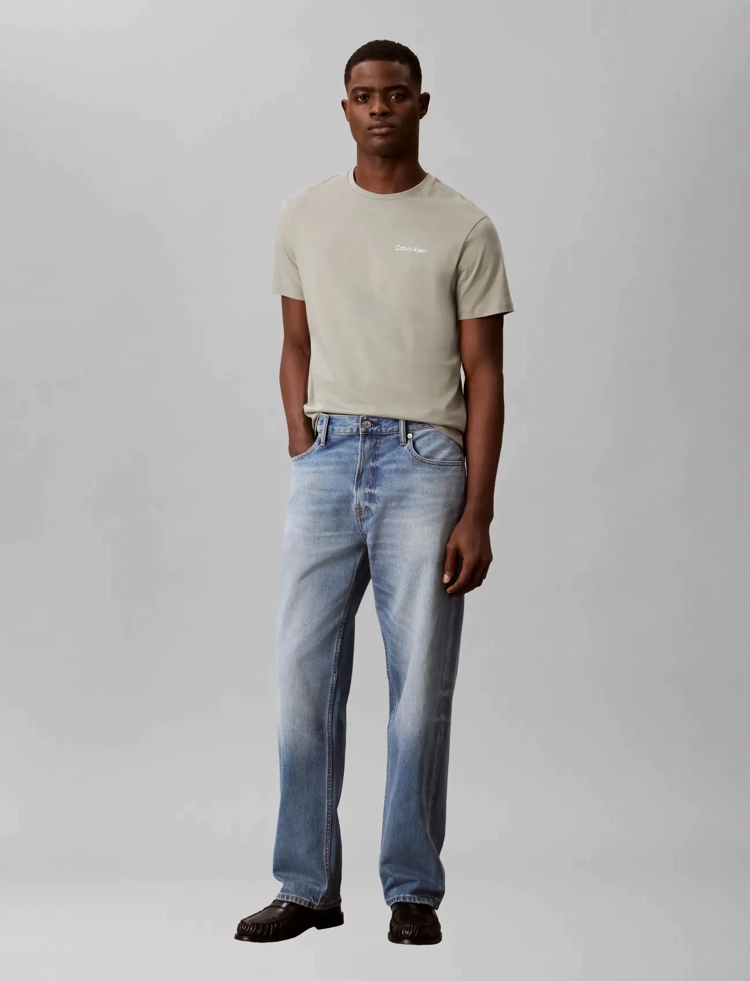 Calvin Klein SS MICRO LOGO CREWNECK TEE - Kleidung - SHADOW / grey