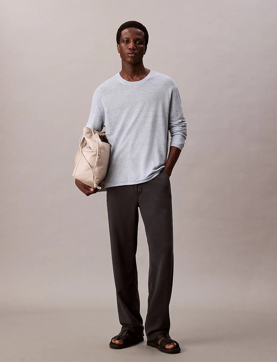 Calvin Klein - LS DOUBLE LAYER ARCHIVE LINEN SW - rundhals - peace blue - 0