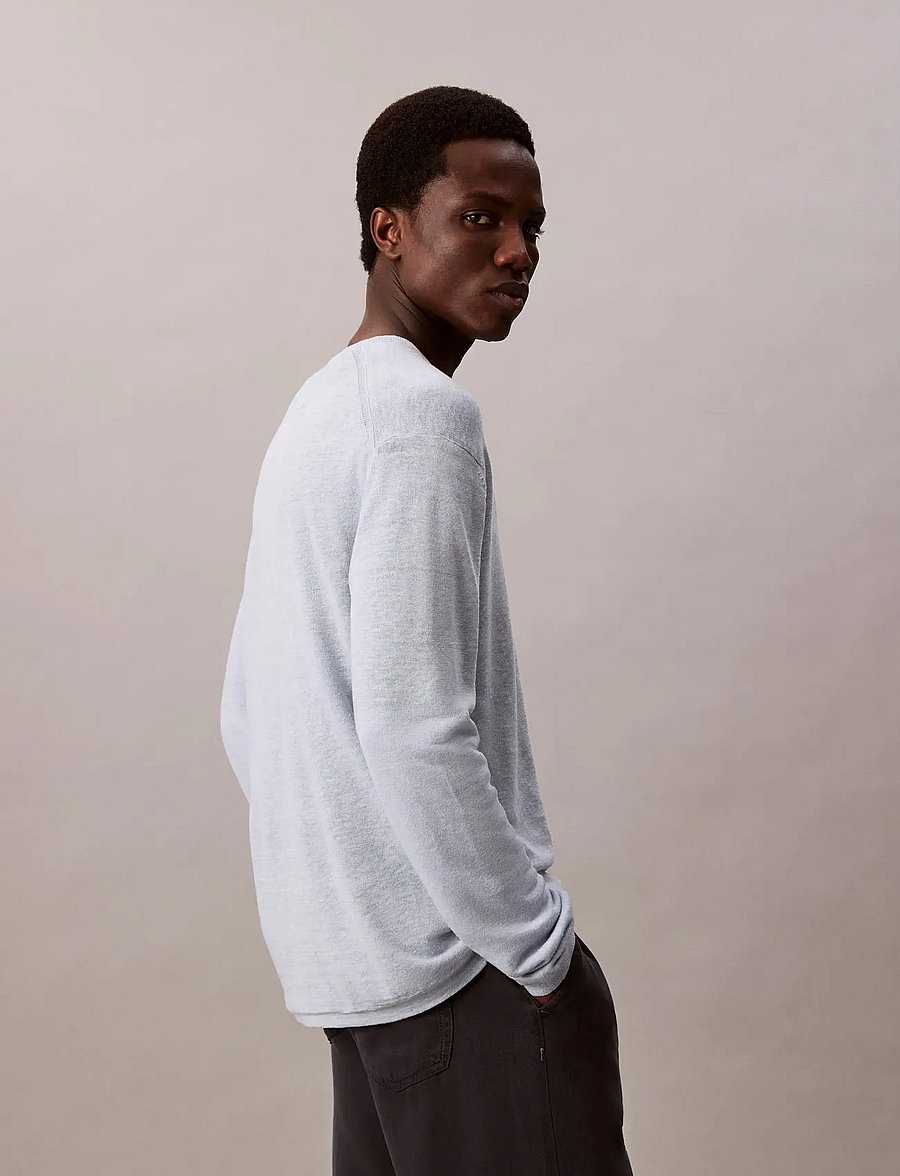 Calvin Klein - LS DOUBLE LAYER ARCHIVE LINEN SW - rundhals - peace blue - 4