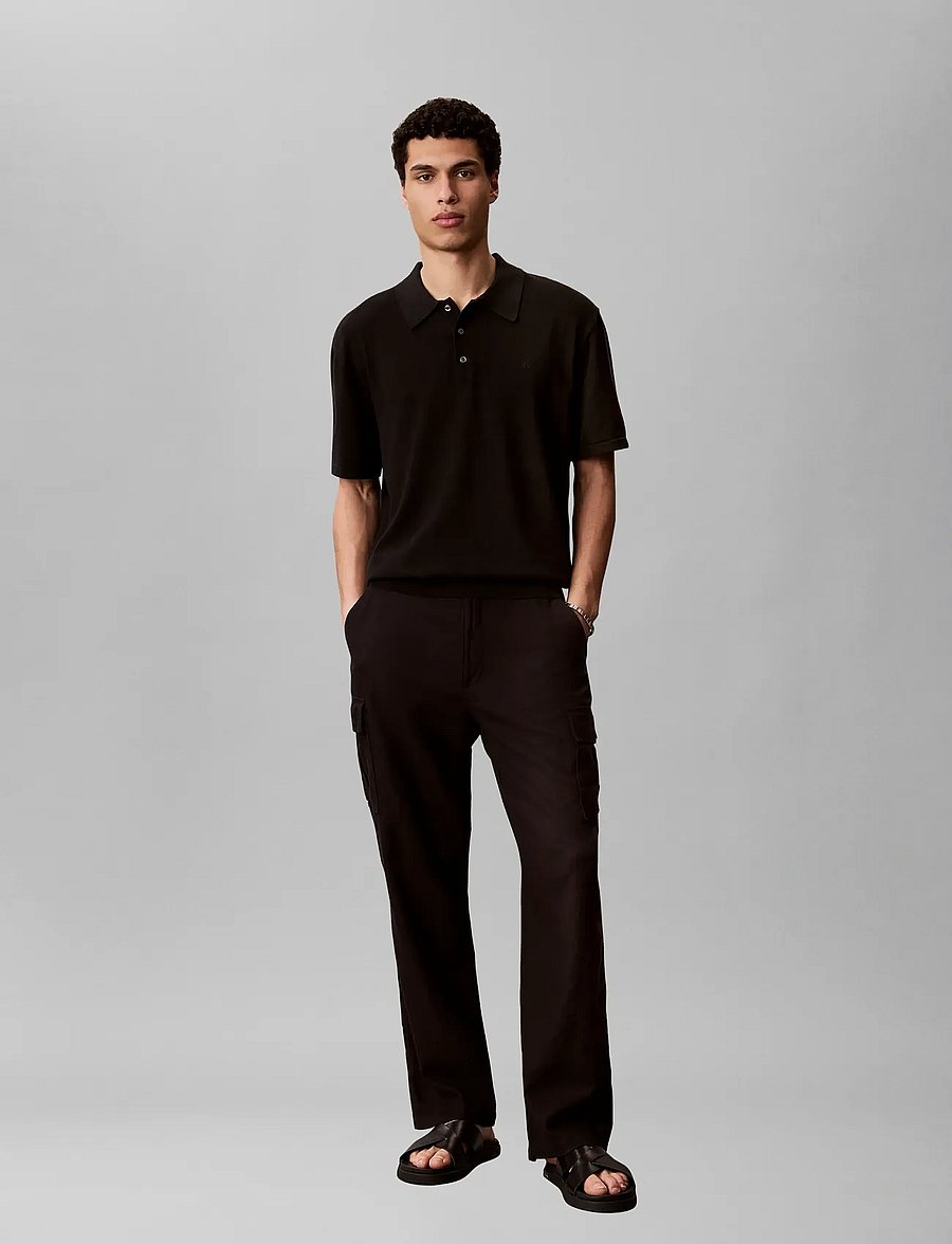 Calvin Klein - SS SUPIMA COTTON POLO 14GG - gestrickte polohemden - black - 4