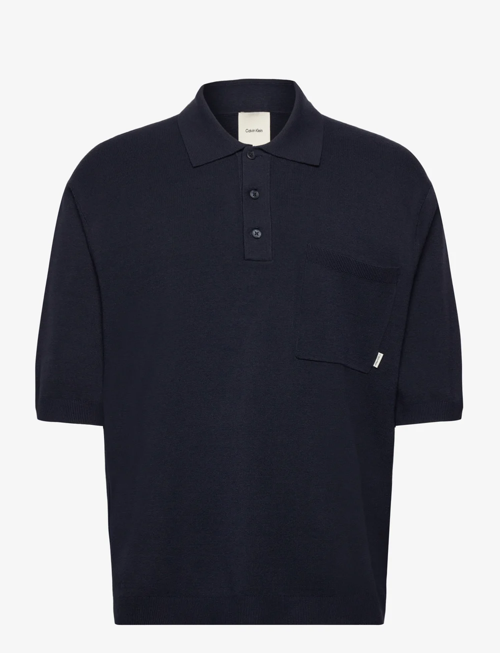 Calvin Klein - SS SNOWY TECH KNIT BOXY POLO SWE - kurzärmelig - night sky - 1