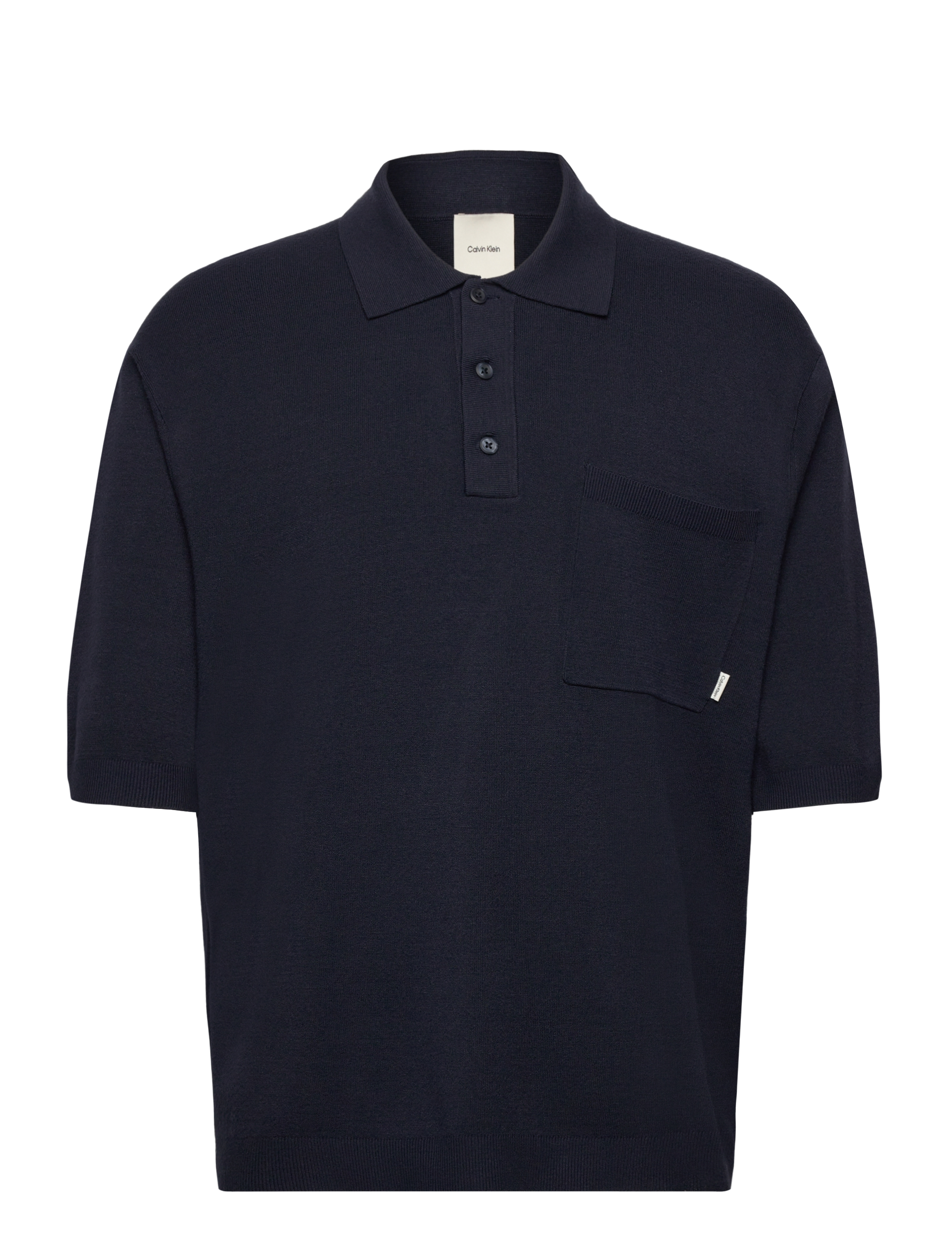 Calvin Klein SS SNOWY TECH KNIT BOXY POLO SWE - Pikeepaidat - NIGHT SKY / black