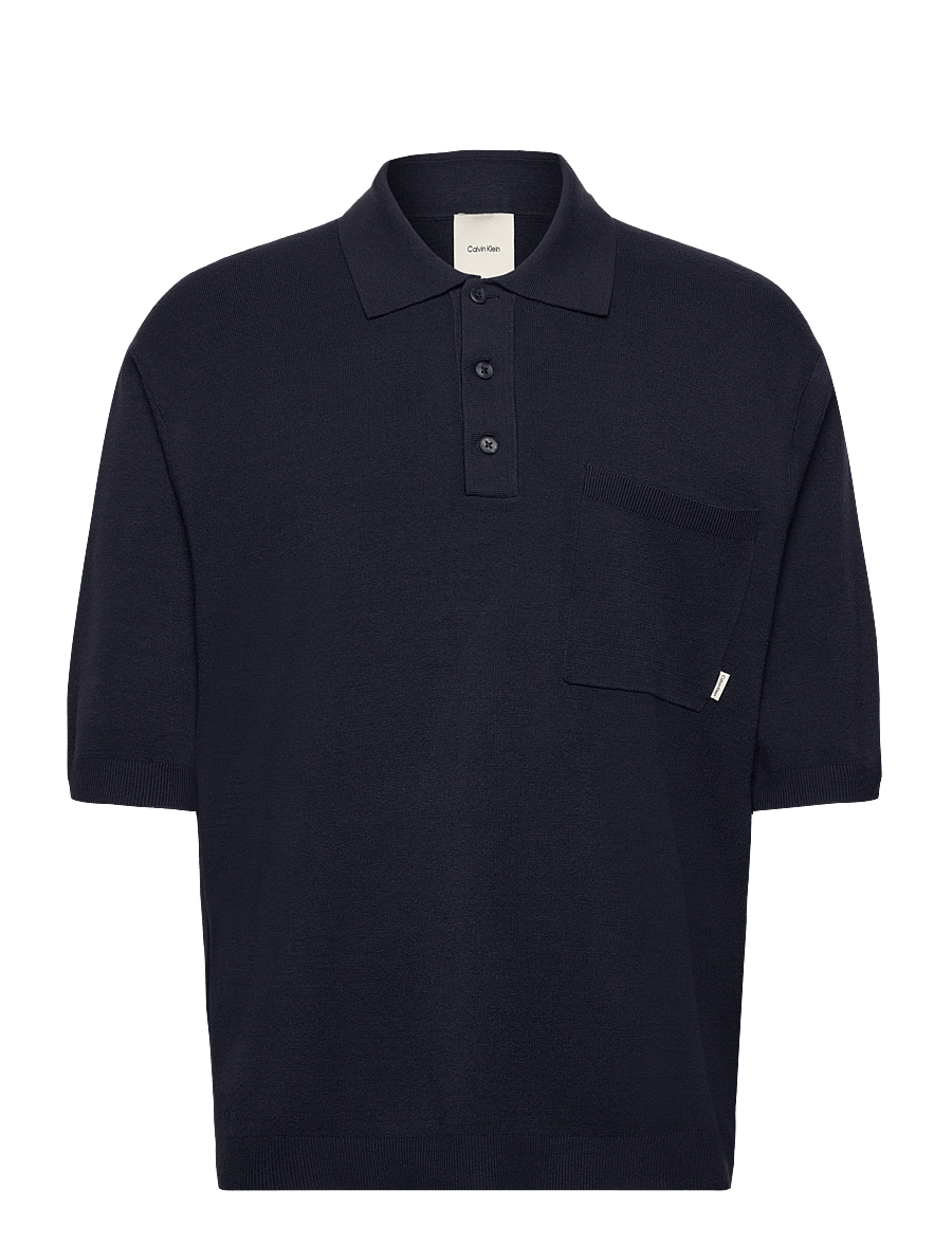 Calvin Klein - SS SNOWY TECH KNIT BOXY POLO SWE - lühikeste varrukatega polod - night sky - 1