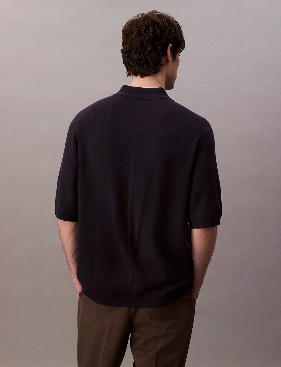 Calvin Klein - SS SNOWY TECH KNIT BOXY POLO SWE - lühikeste varrukatega polod - night sky - 3