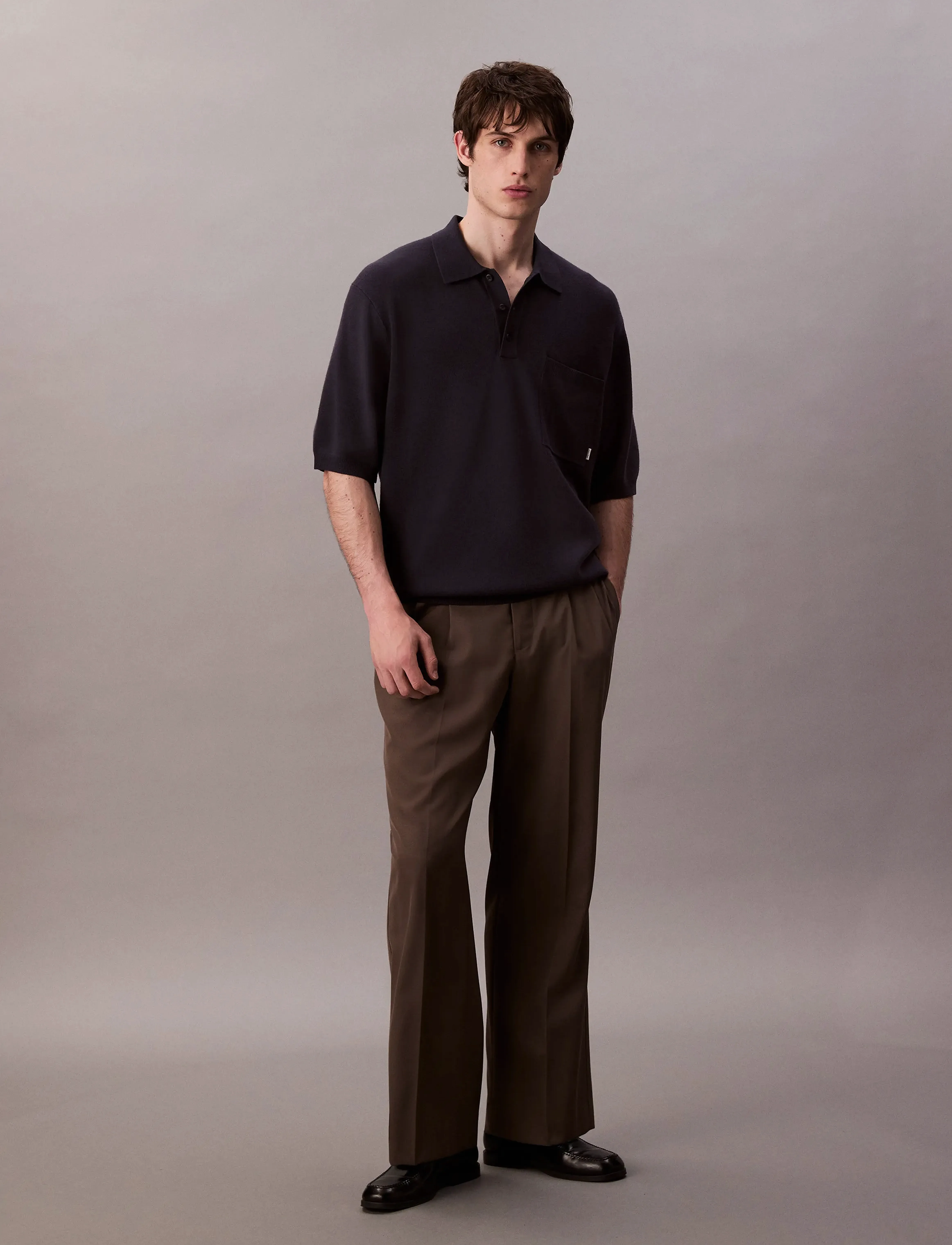 Calvin Klein - SS SNOWY TECH KNIT BOXY POLO SWE - kortærmede poloer - night sky - 4