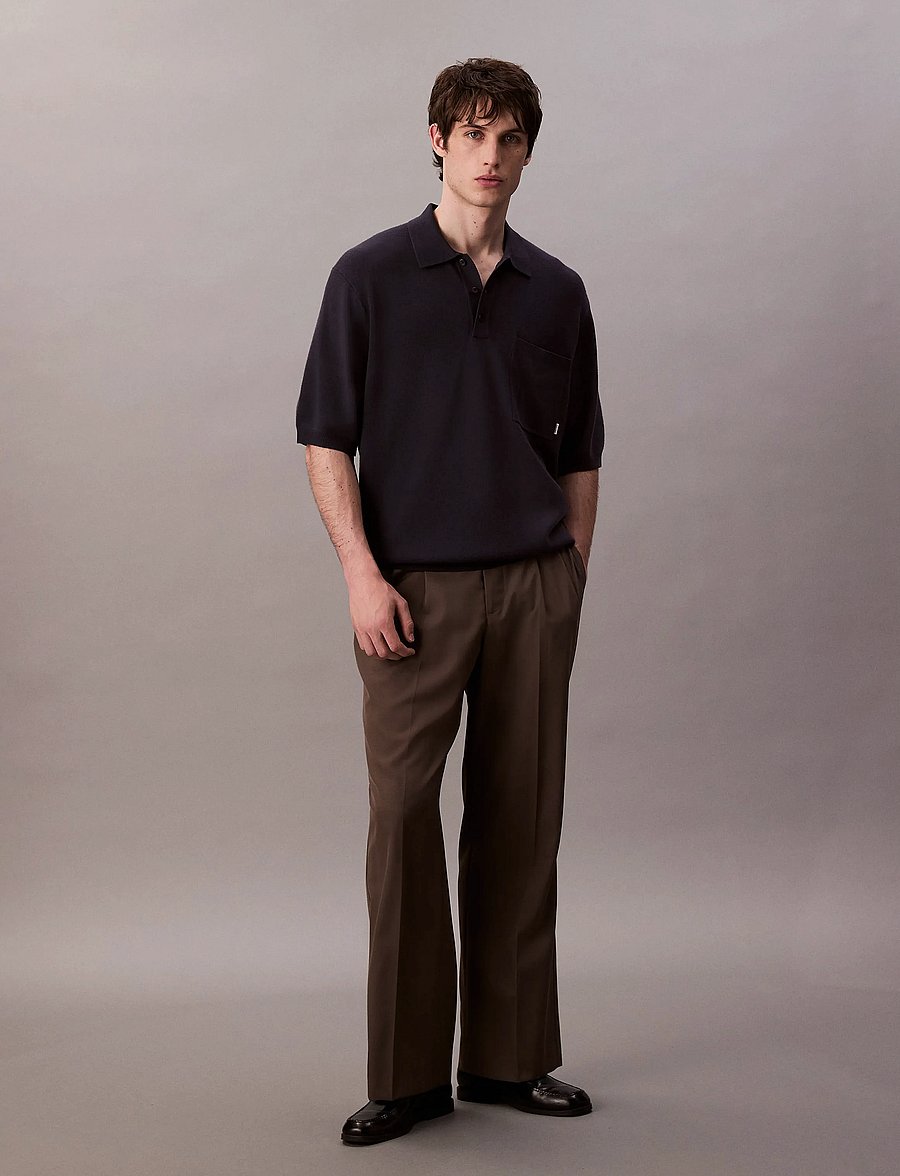 Calvin Klein - SS SNOWY TECH KNIT BOXY POLO SWE - lühikeste varrukatega polod - night sky - 4