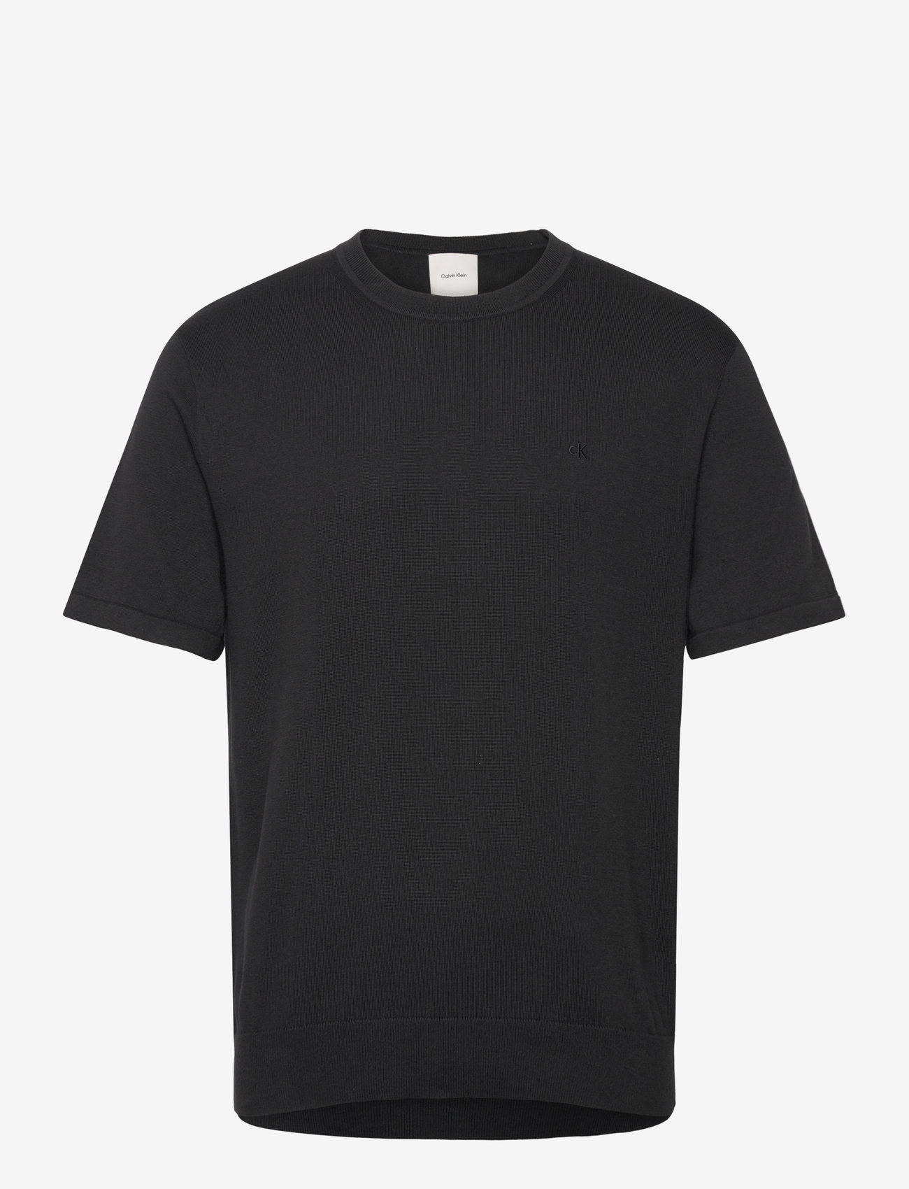 Calvin Klein - SS SUPIMA COTTON CREW 14GG - kortærmede t-shirts - black - 1