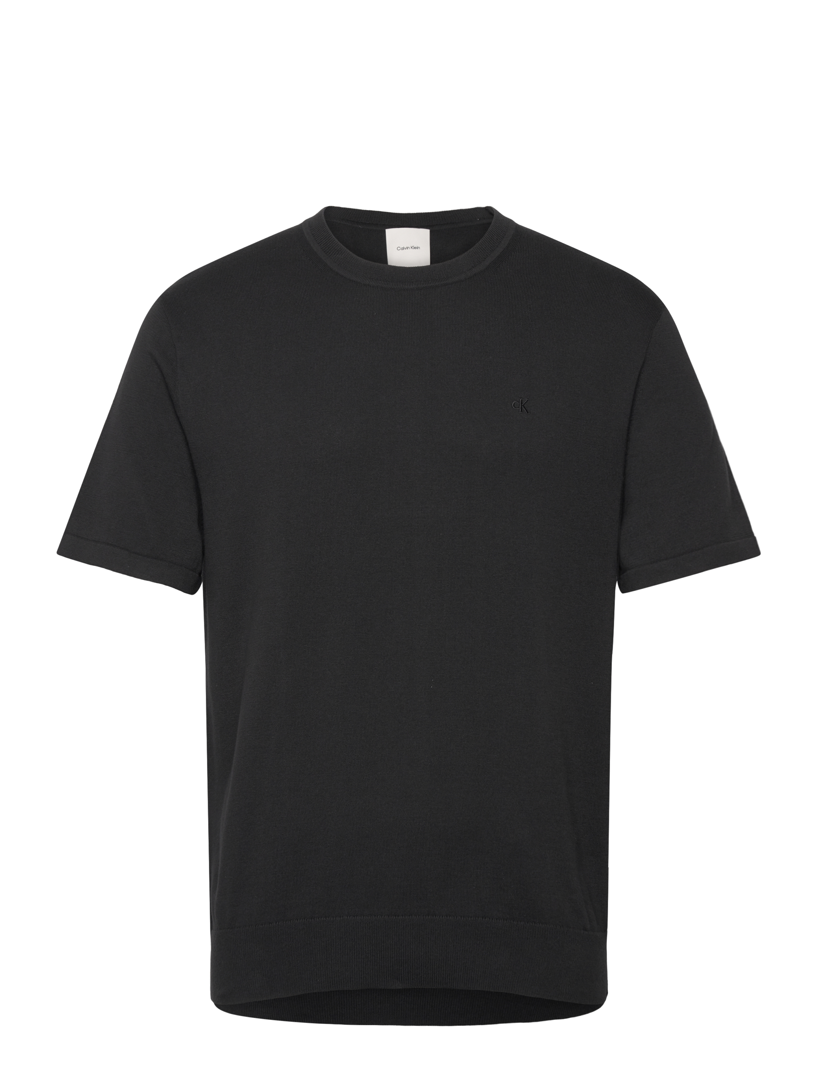 Calvin Klein SS SUPIMA COTTON CREW 14GG - T-särgid - BLACK / black
