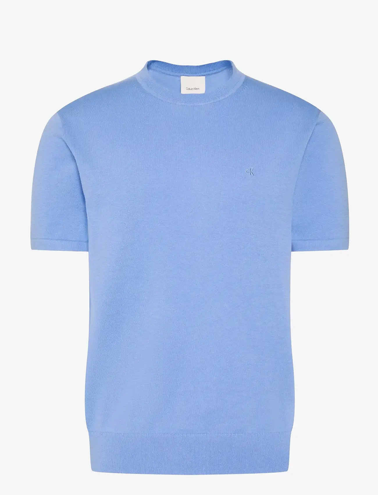 Calvin Klein - SS SUPIMA COTTON CREW 14GG - kortærmede t-shirts - blue descent - 1