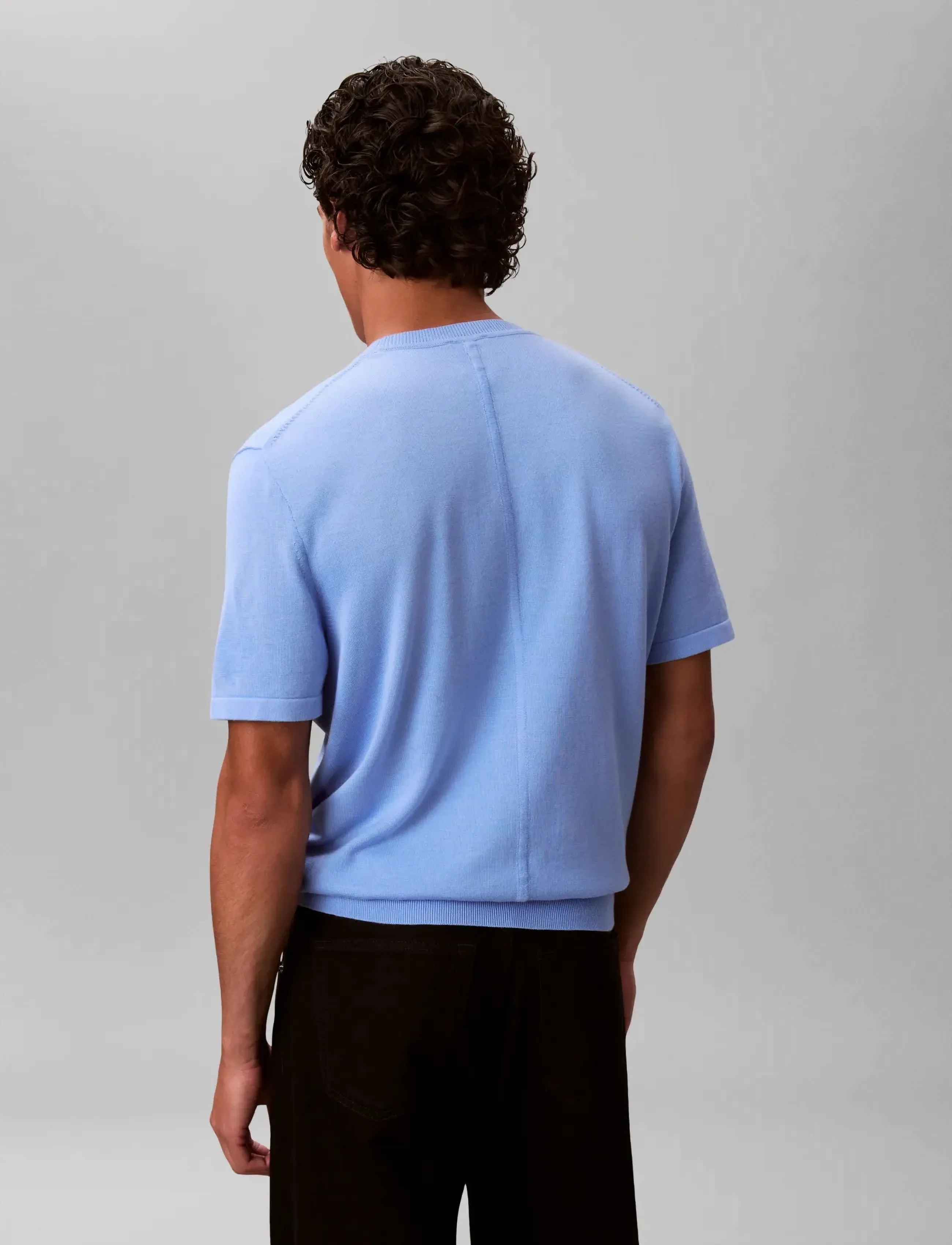 Calvin Klein - SS SUPIMA COTTON CREW 14GG - short-sleeved t-shirts - blue descent - 2