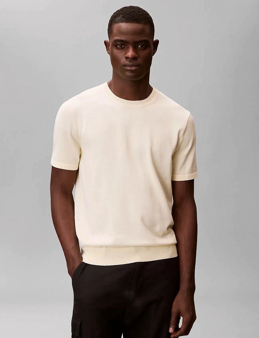 Calvin Klein - SS SUPIMA COTTON CREW 14GG - kurzärmelige t-shirts - pear sorbet - 3