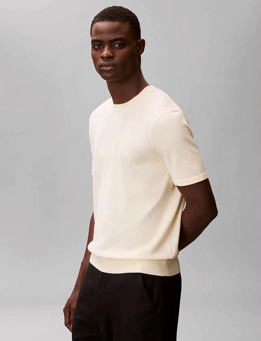 Calvin Klein - SS SUPIMA COTTON CREW 14GG - kurzärmelige t-shirts - pear sorbet - 4