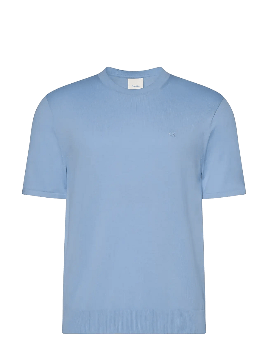 Calvin Klein - SS SUPIMA COTTON CREW 14GG - short-sleeved t-shirts - placid blue - 1