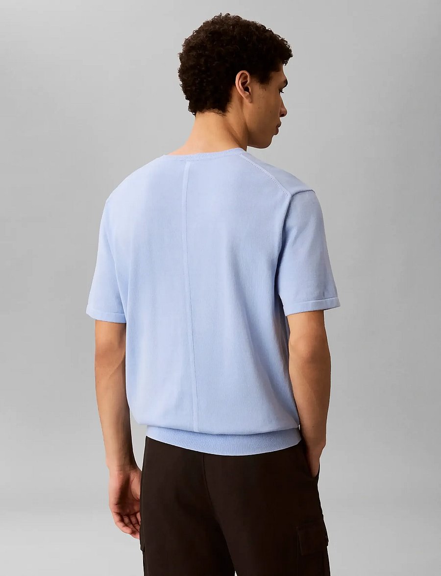 Calvin Klein - SS SUPIMA COTTON CREW 14GG - short-sleeved t-shirts - placid blue - 2