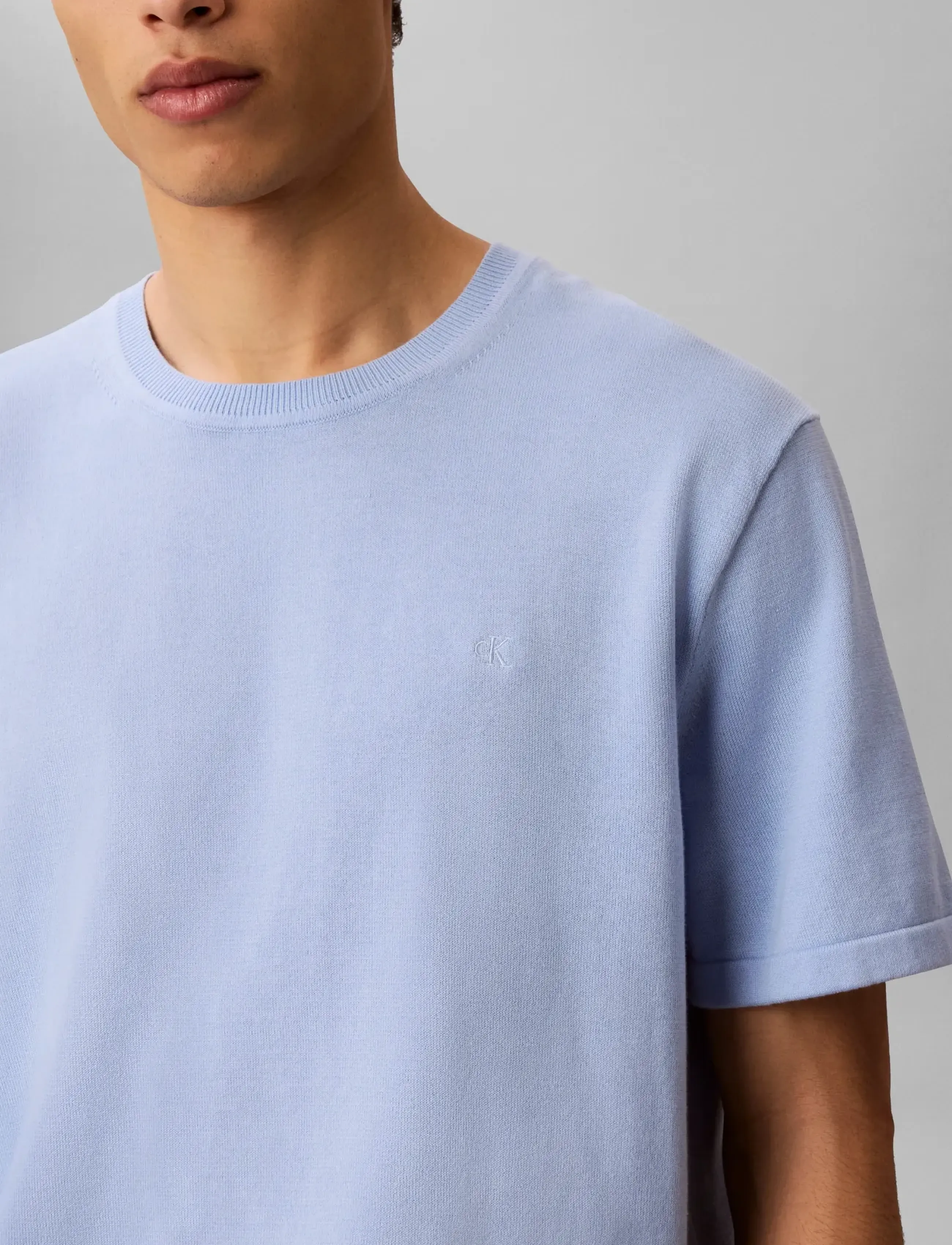 Calvin Klein - SS SUPIMA COTTON CREW 14GG - kortærmede t-shirts - placid blue - 3
