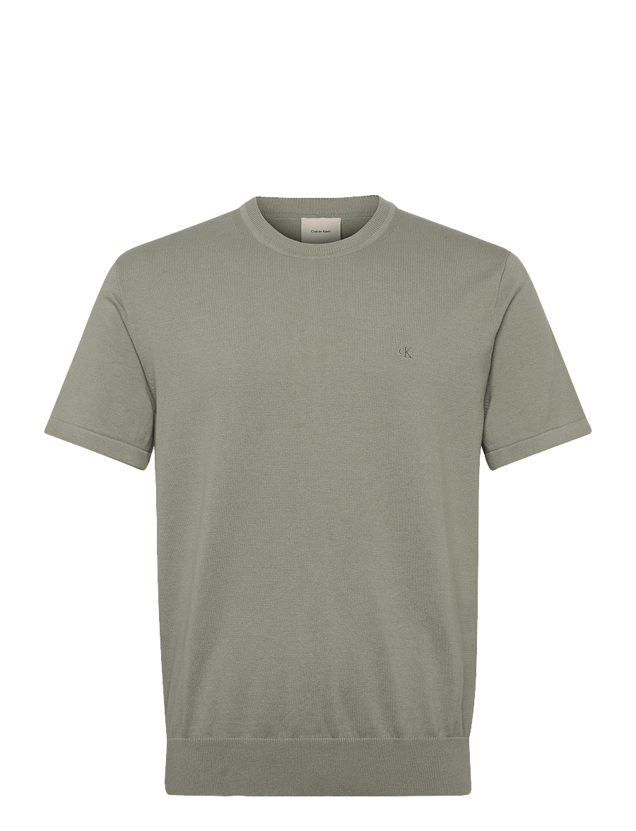 Calvin Klein - SS SUPIMA COTTON CREW 14GG - lyhythihaiset - shadow - 0