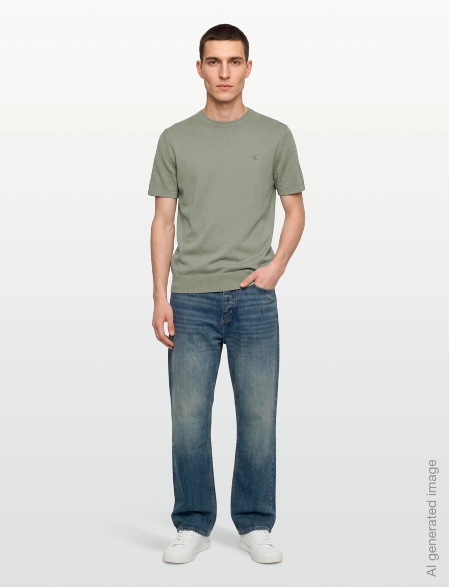 Calvin Klein - SS SUPIMA COTTON CREW 14GG - kortærmede t-shirts - shadow - 0