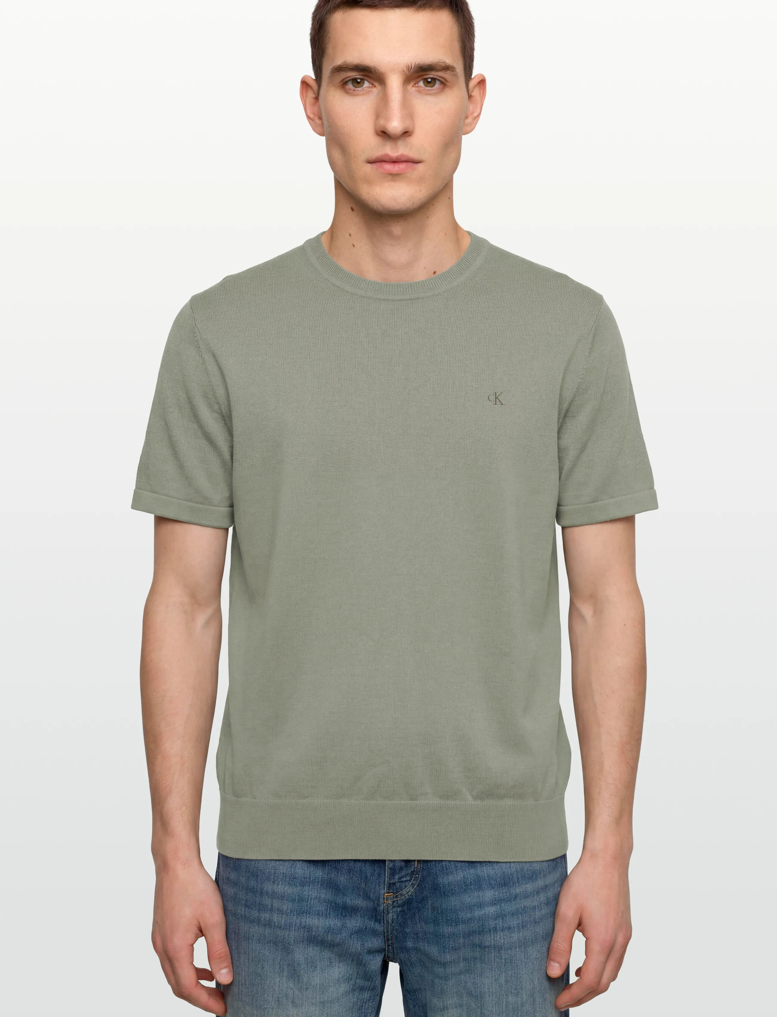 Calvin Klein - SS SUPIMA COTTON CREW 14GG - kortærmede t-shirts - shadow - 3