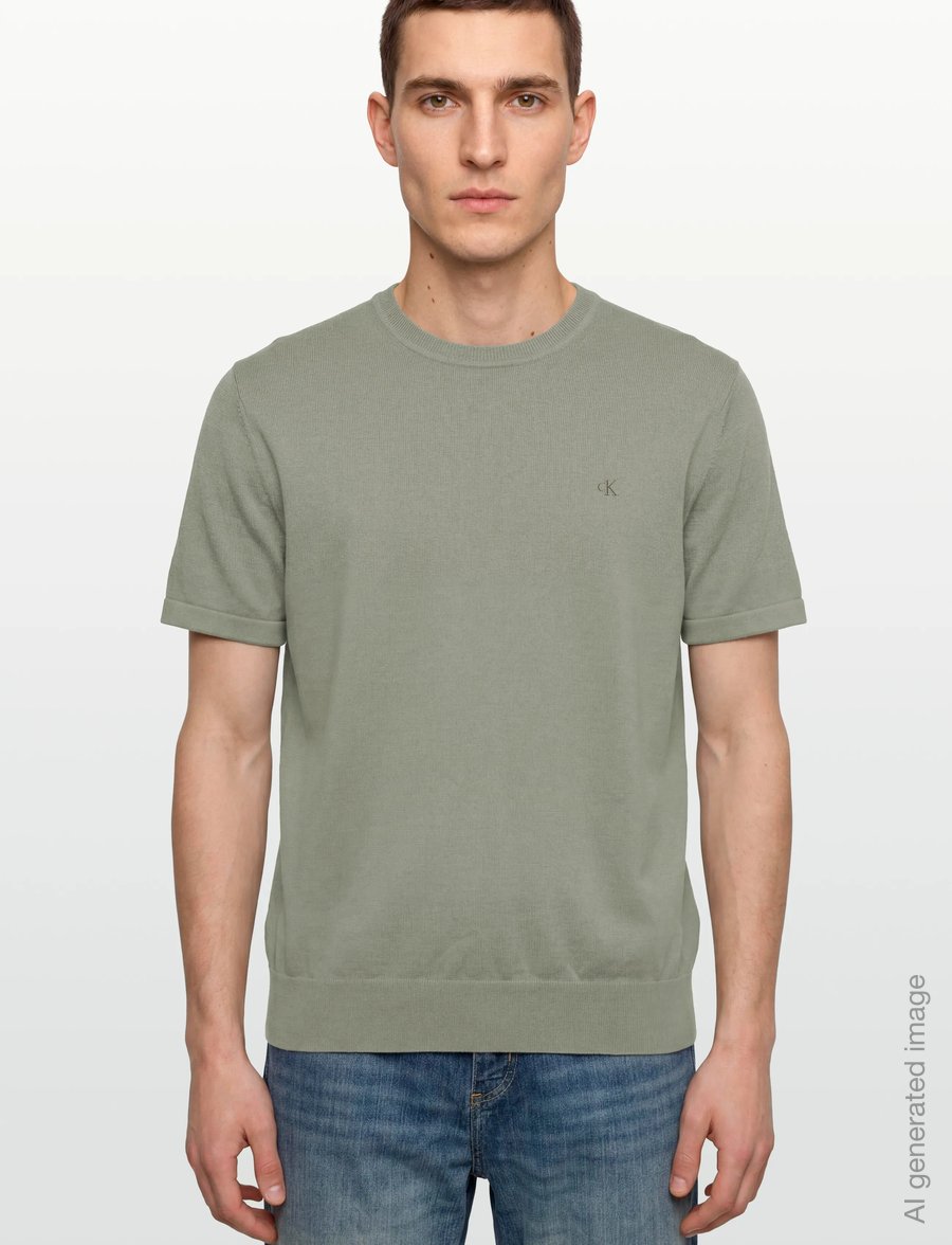 Calvin Klein - SS SUPIMA COTTON CREW 14GG - kortærmede t-shirts - shadow - 3