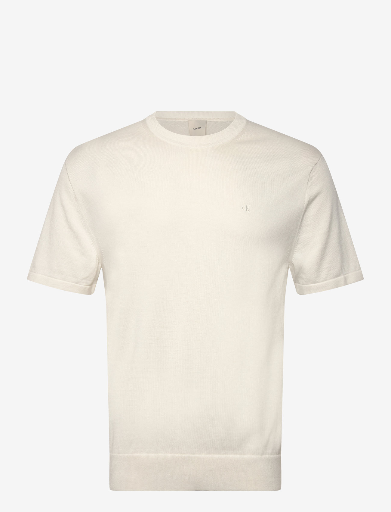Calvin Klein - SS SUPIMA COTTON CREW 14GG - kortärmade t-shirts - tofu - 1
