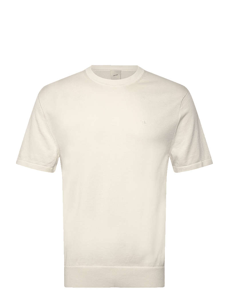 Calvin Klein - SS SUPIMA COTTON CREW 14GG - kortärmade t-shirts - tofu - 1