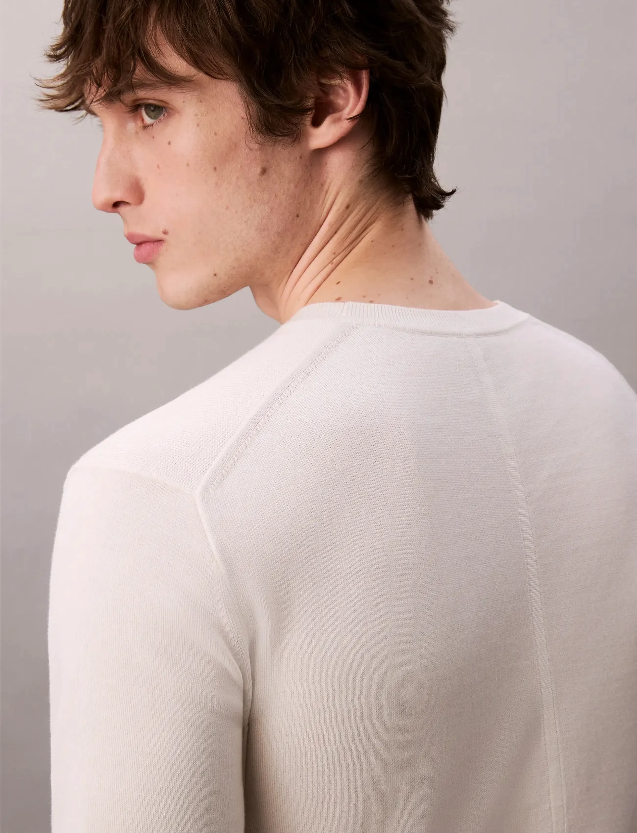 Calvin Klein - SS SUPIMA COTTON CREW 14GG - kortärmade t-shirts - tofu - 3