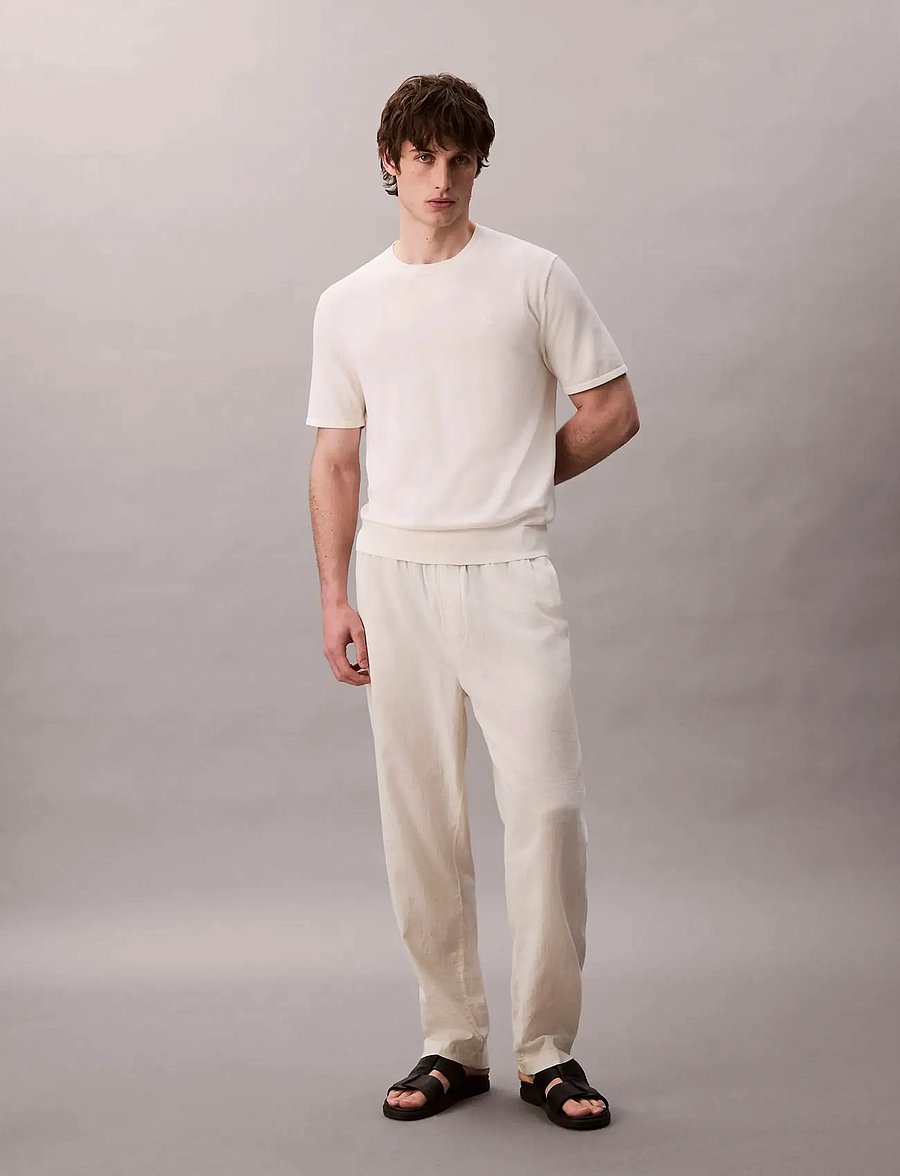 Calvin Klein - SS SUPIMA COTTON CREW 14GG - lyhythihaiset - tofu - 4