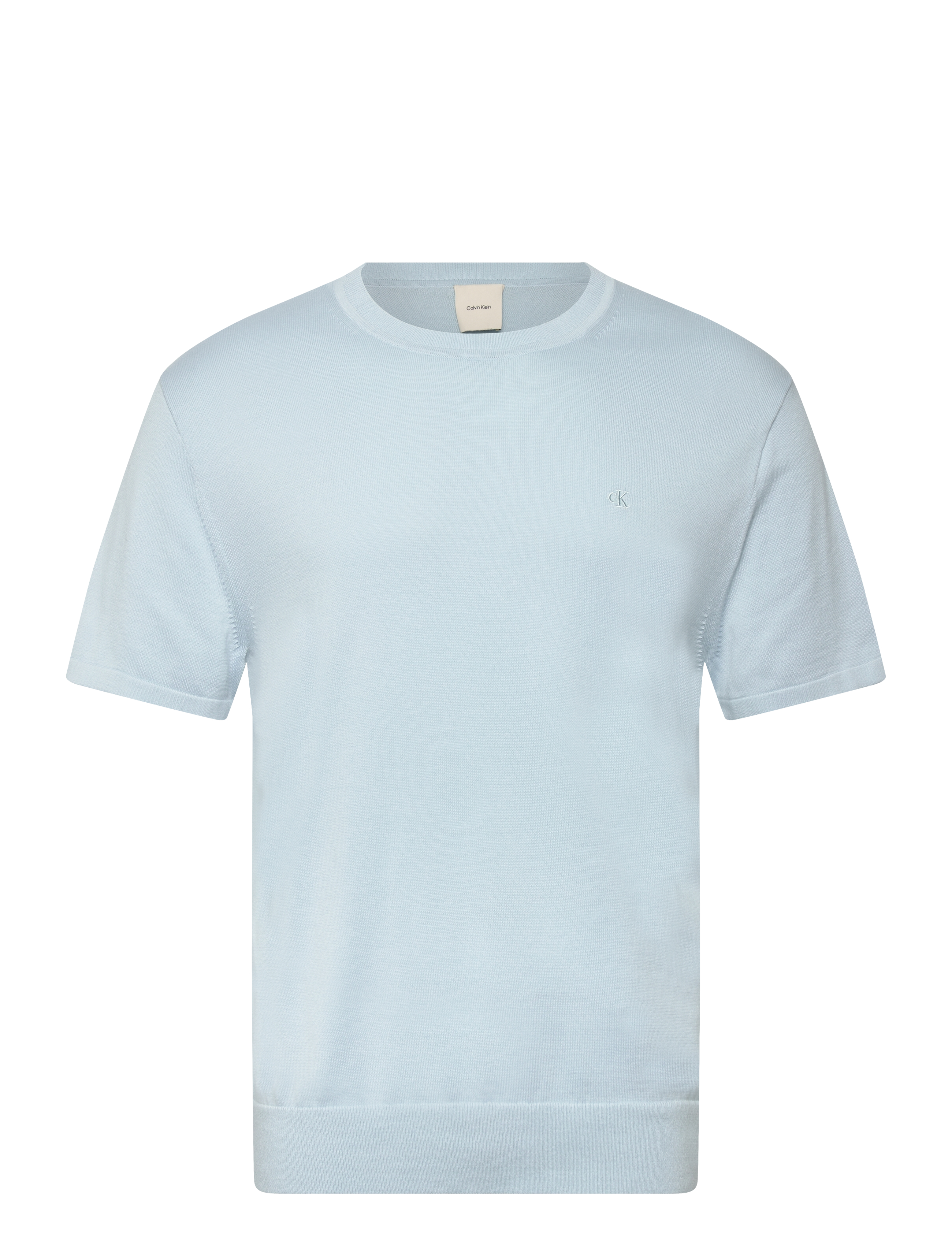Calvin Klein SS SUPIMA COTTON CREW 14GG - T-särgid - WINTER SKY / white
