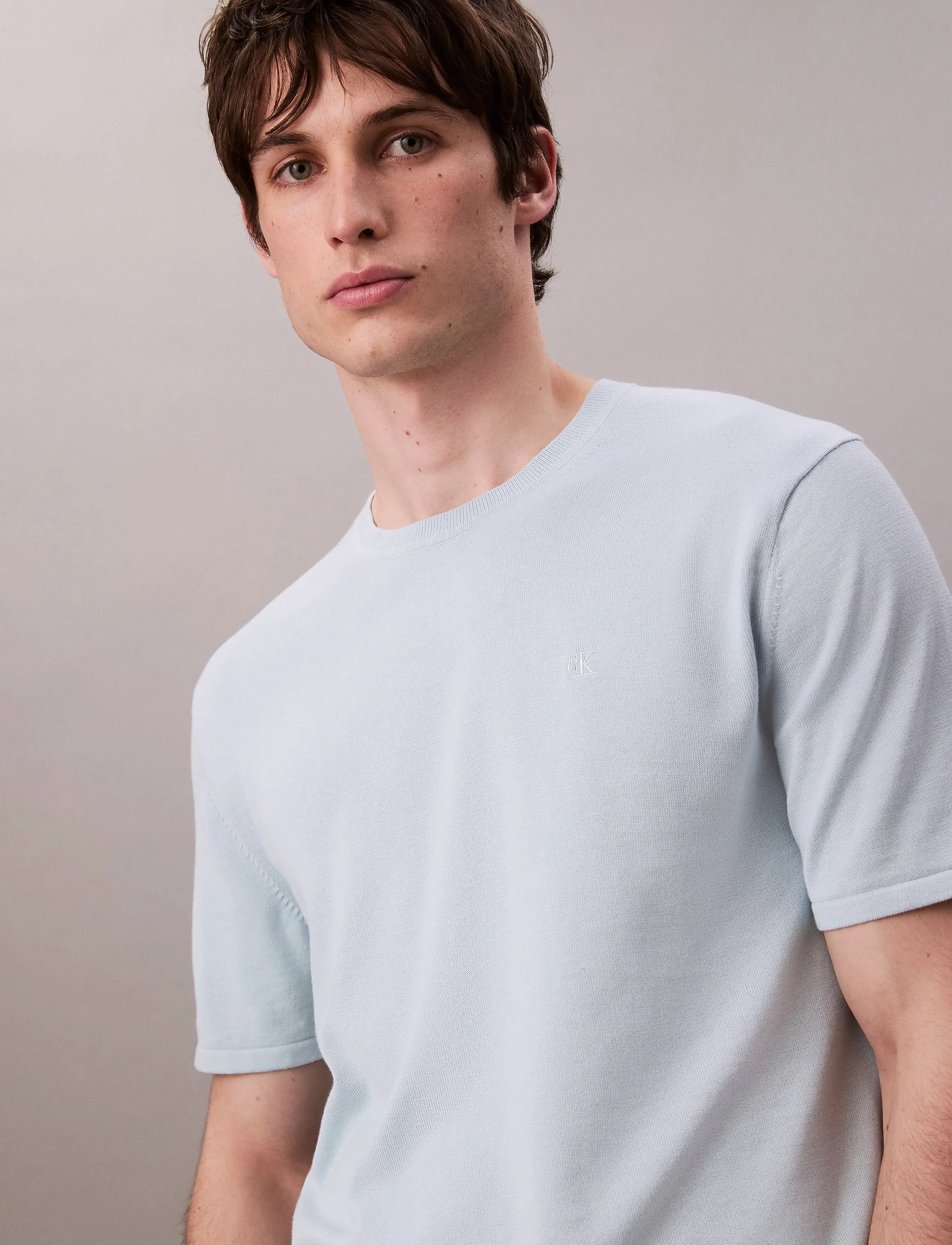 Calvin Klein - SS SUPIMA COTTON CREW 14GG - short-sleeved t-shirts - winter sky - 3