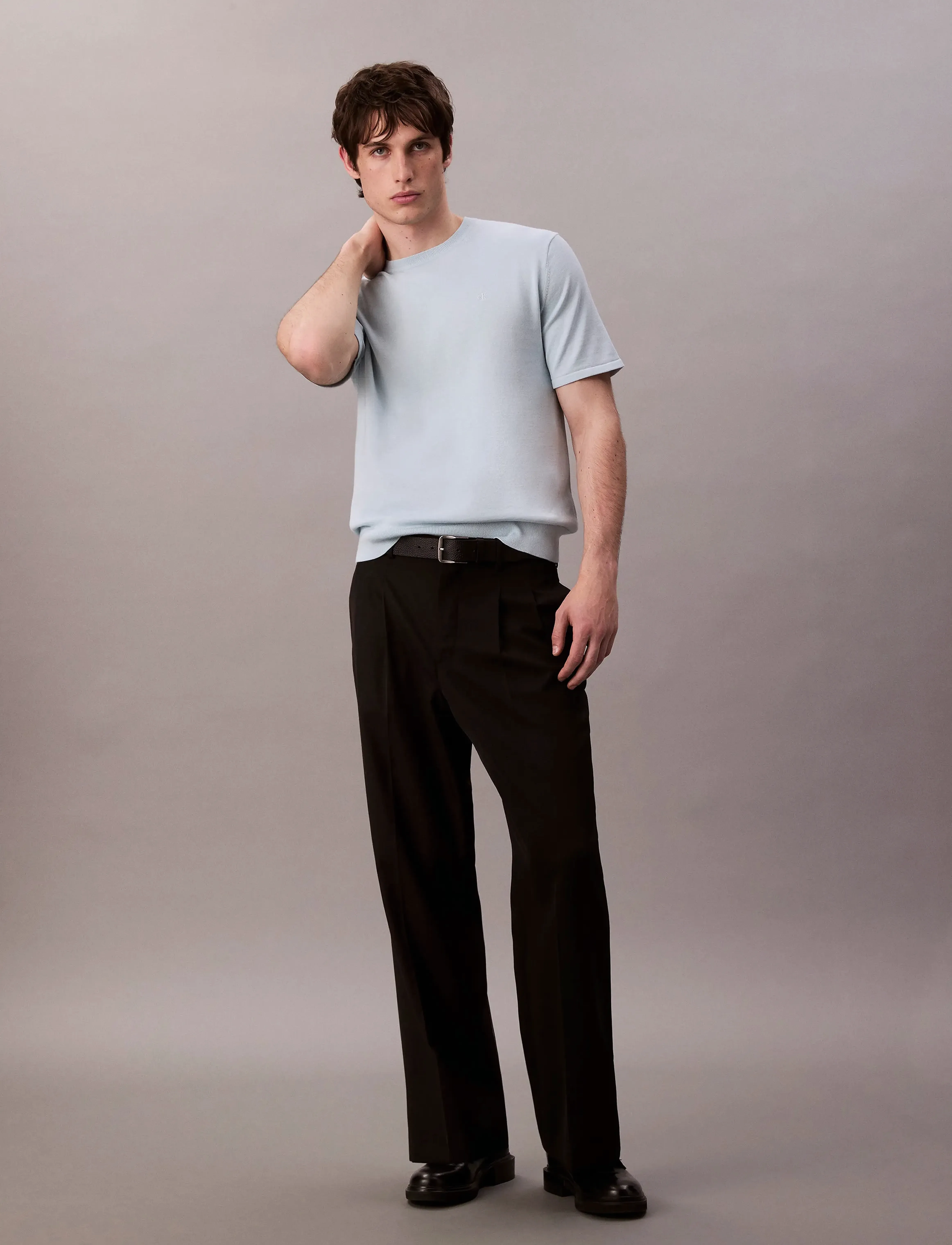 Calvin Klein - SS SUPIMA COTTON CREW 14GG - short-sleeved t-shirts - winter sky - 4