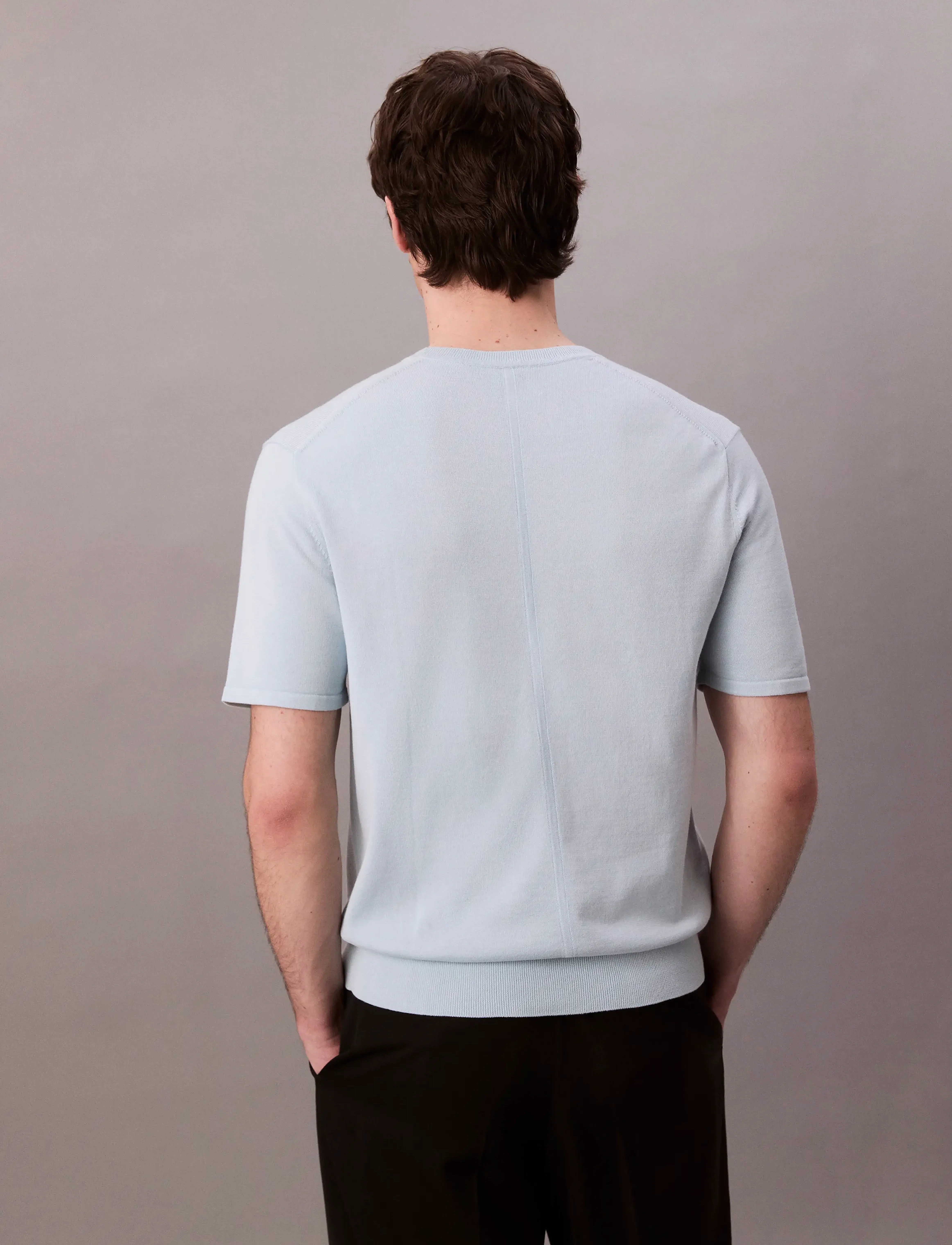 Calvin Klein - SS SUPIMA COTTON CREW 14GG - short-sleeved t-shirts - winter sky - 5