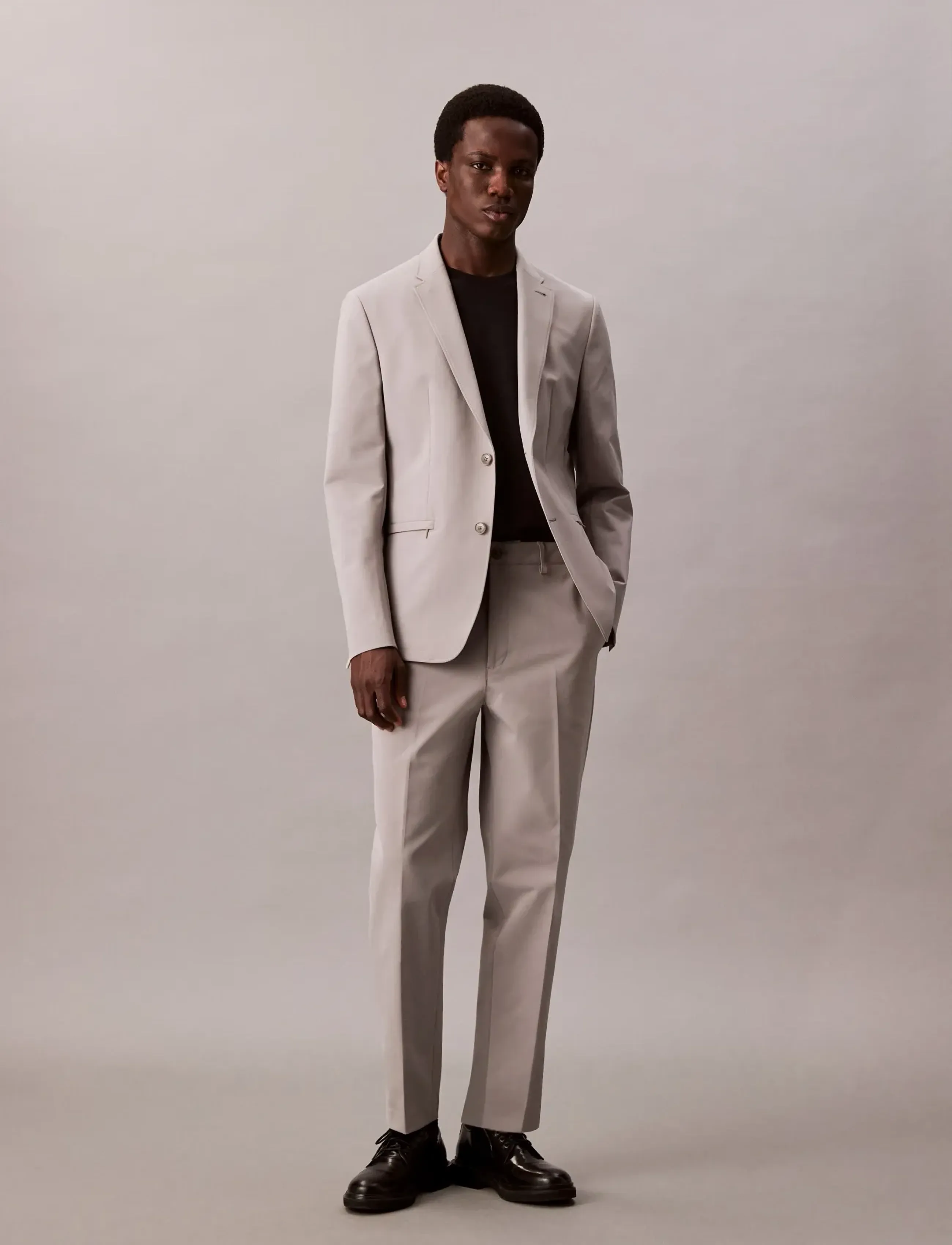 Calvin Klein TECH HALF ELASTIC TROUSER - Formelle Hosen - MOURNING DOVE / grey