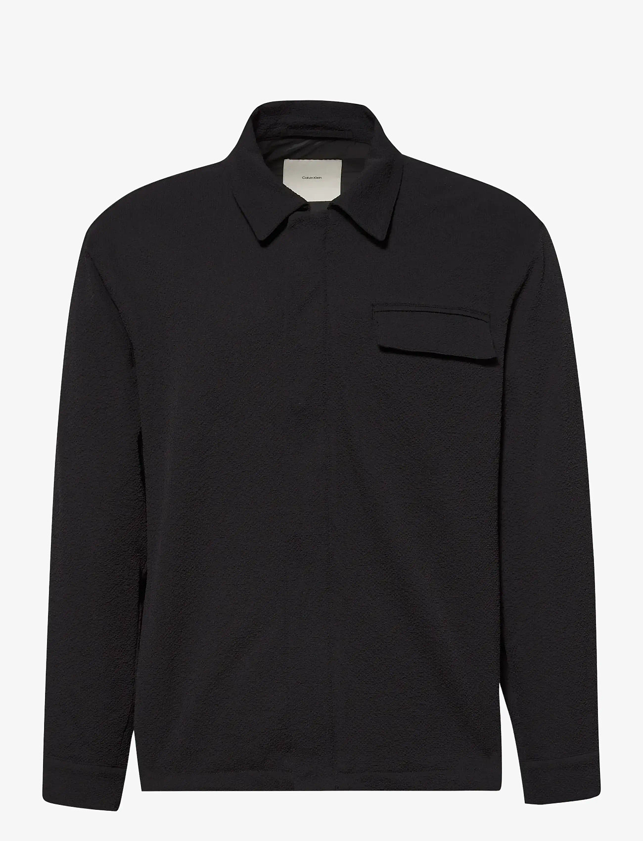 Calvin Klein - LS SEERSUCKER SHIRT JACKET - höstkläder - black - 0