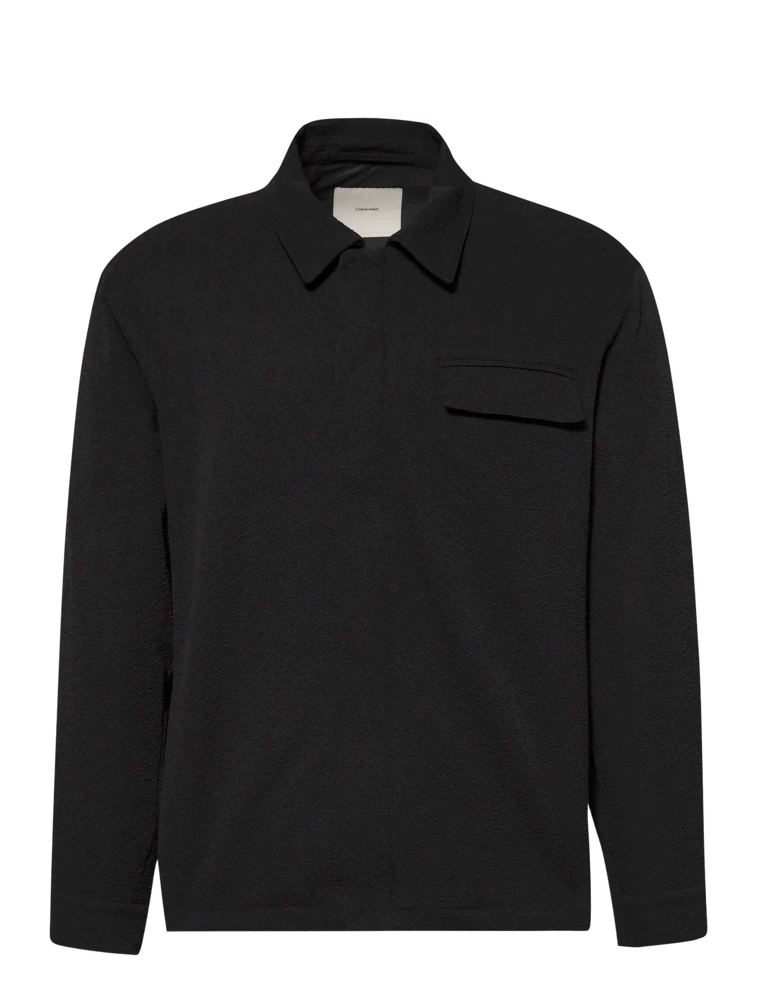 Calvin Klein LS SEERSUCKER SHIRT JACKET - Basplagg - BLACK / black