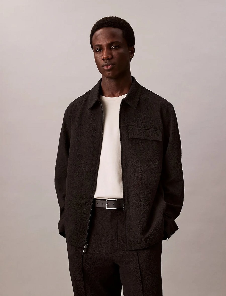 Calvin Klein - LS SEERSUCKER SHIRT JACKET - osta olukorra järgi - black - 0