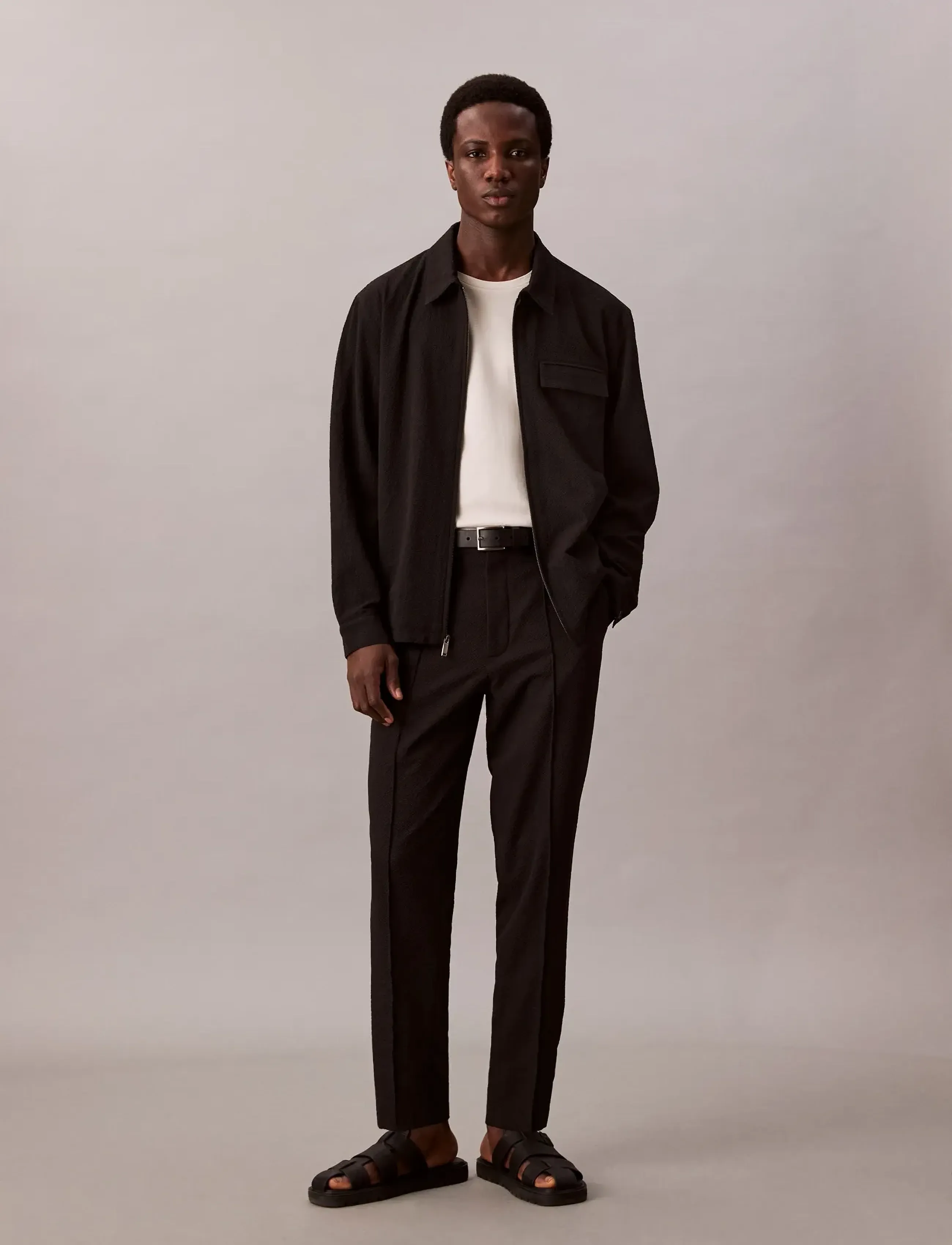Calvin Klein - LS SEERSUCKER SHIRT JACKET - shoppa efter tillfälle - black - 4