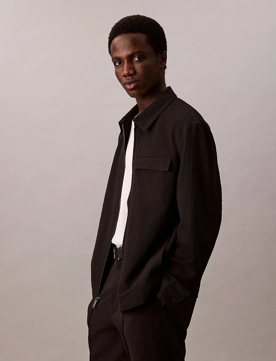 Calvin Klein - LS SEERSUCKER SHIRT JACKET - osta olukorra järgi - black - 5