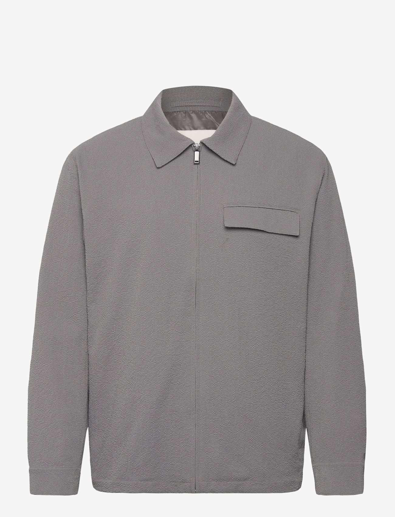 Calvin Klein - LS SEERSUCKER SHIRT JACKET - efterårstøj - pewter - 0