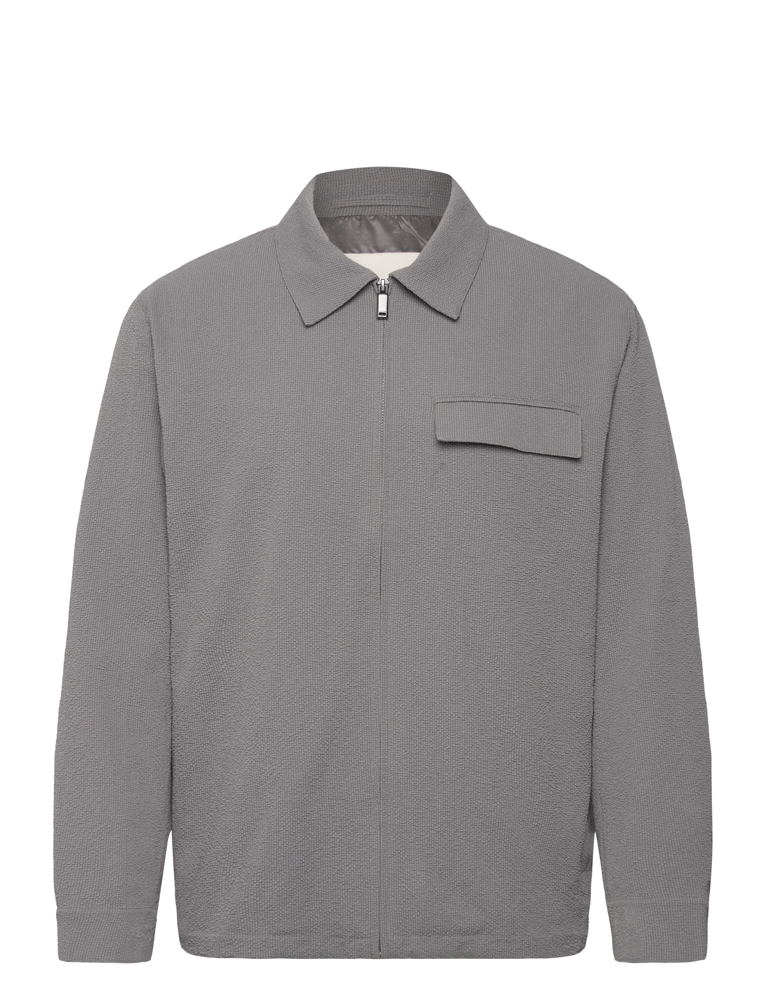Calvin Klein LS SEERSUCKER SHIRT JACKET - Pealissärgid - PEWTER / grey