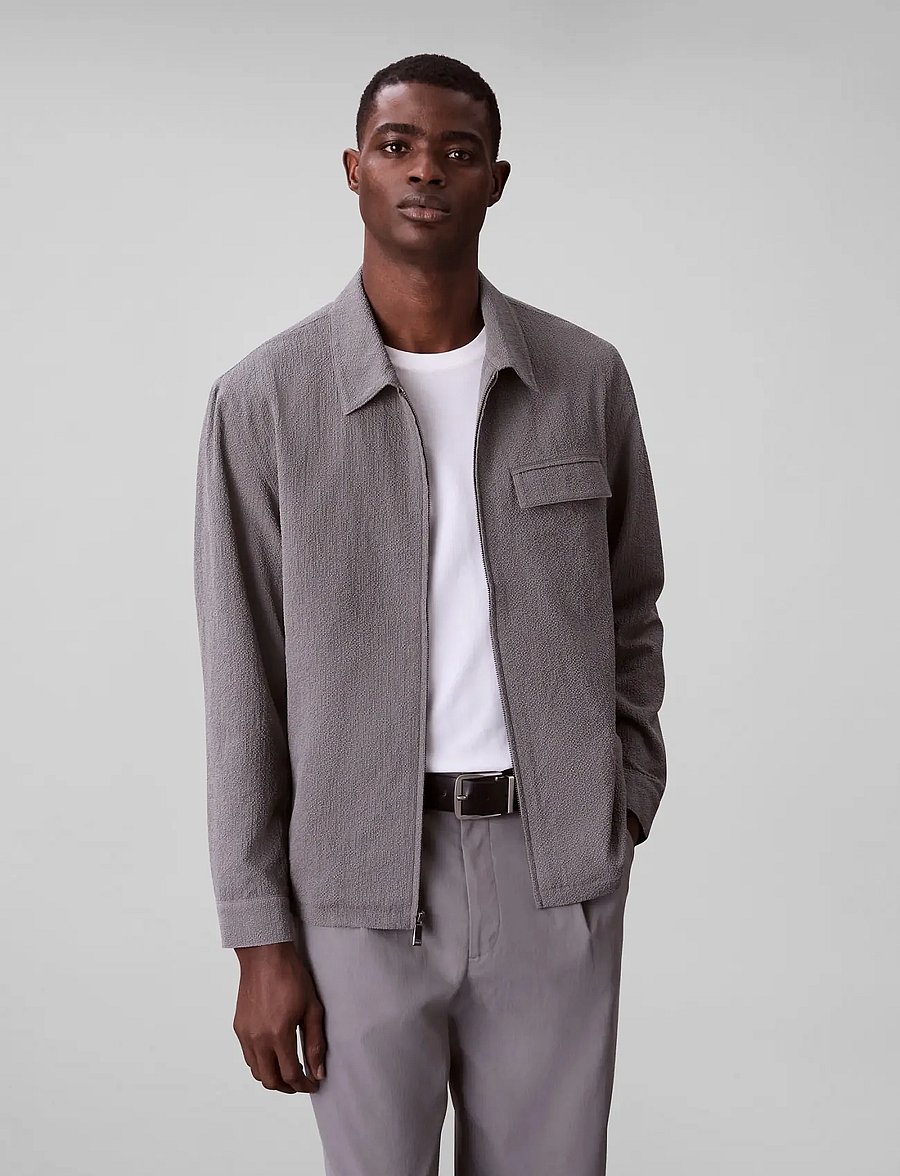 Calvin Klein - LS SEERSUCKER SHIRT JACKET - nach anlass kaufen - pewter - 0