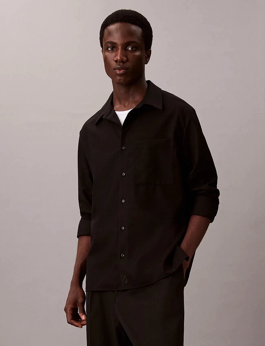 Calvin Klein - LS SOLID SILK WOOL EASY SHIRT - nach anlass kaufen - black - 0